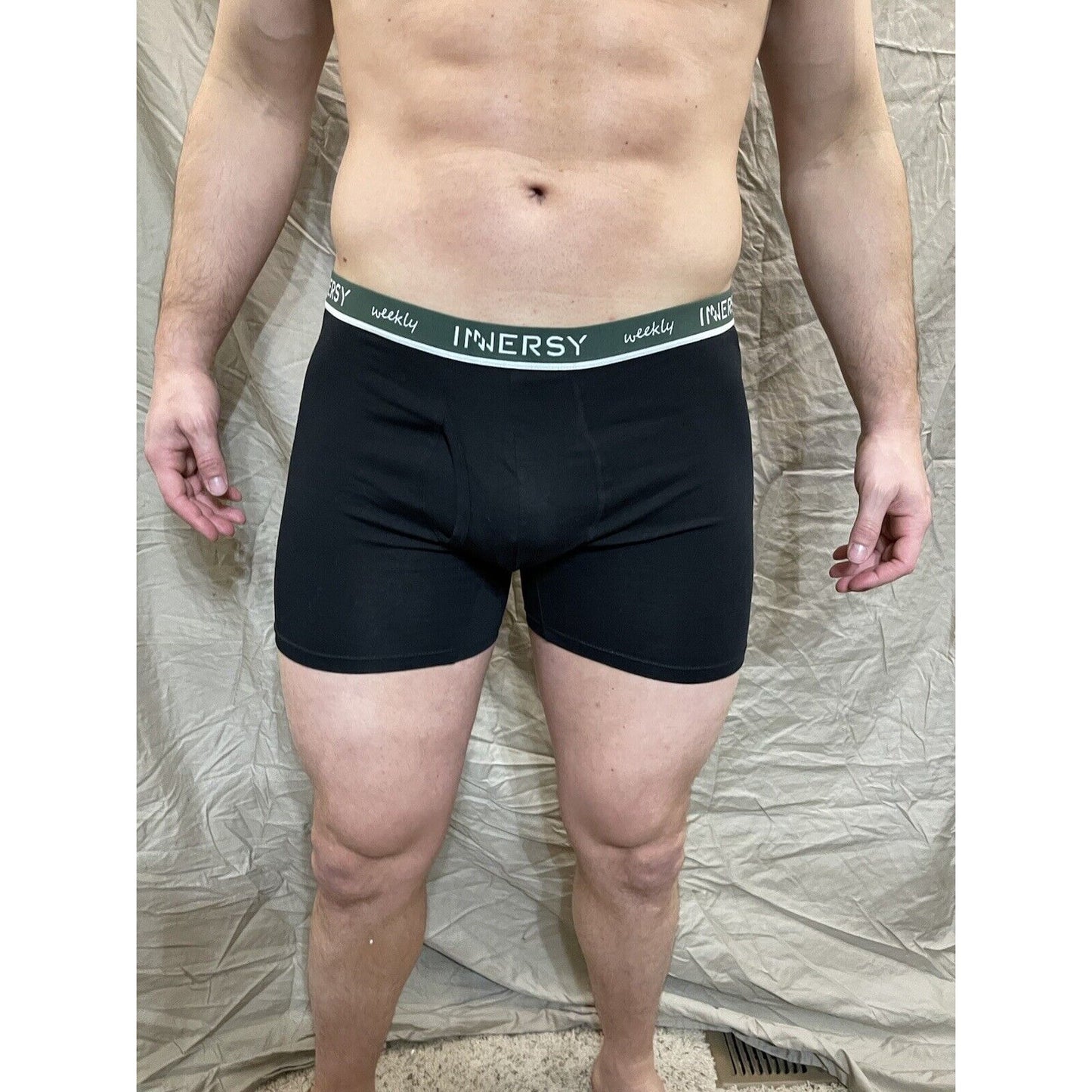 Inersy Weekly Men's black boxer briefs Green band New And Unworn Large