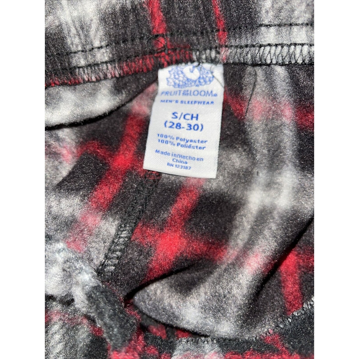 Men’s Sleepware Fruit Of The Loom Small Red Black Plaid Flannel