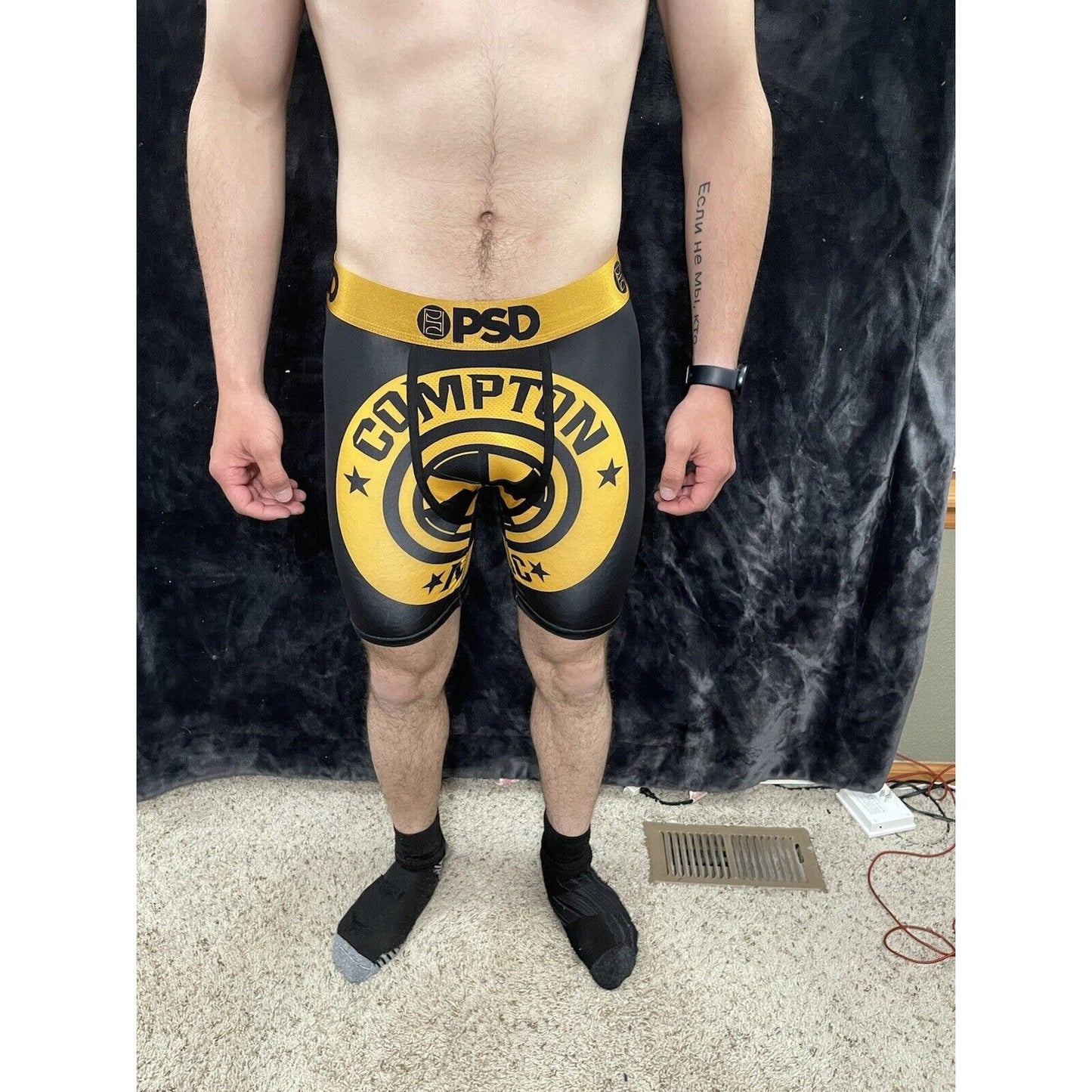 PSD Men’s Large Compton Magic Logo New Black And Gold Boxer Briefs