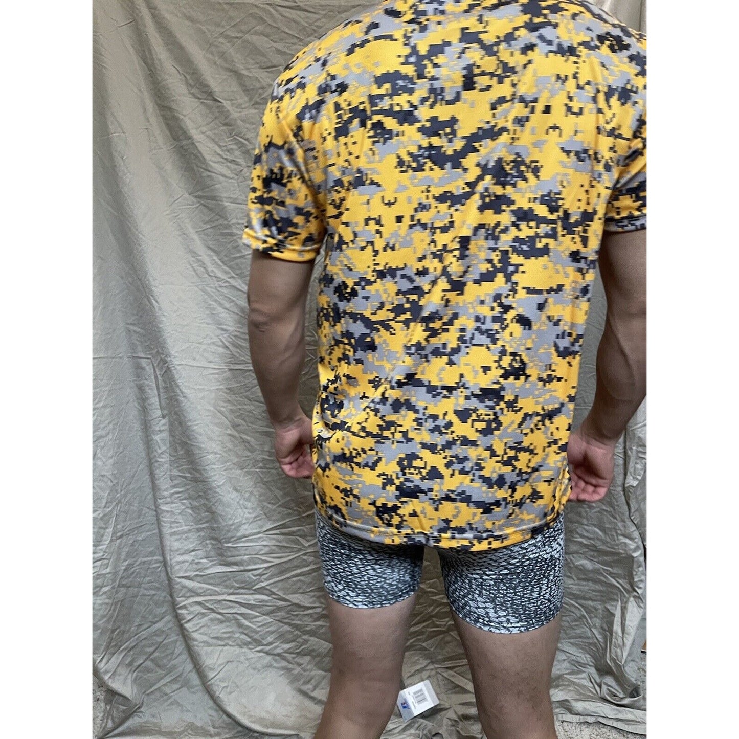 Boy's Youth Large Digi Camo Alleson Athletic Orange Compression Workout Shirt