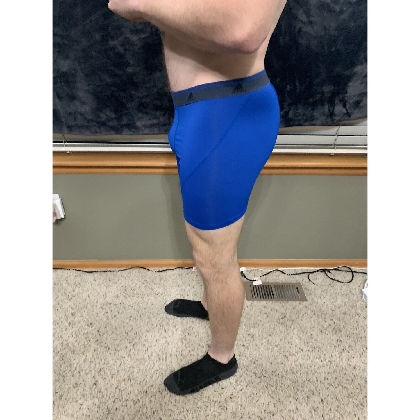 Men’s Adidas 9% Spandex Compression Shorts Royal Blue XL