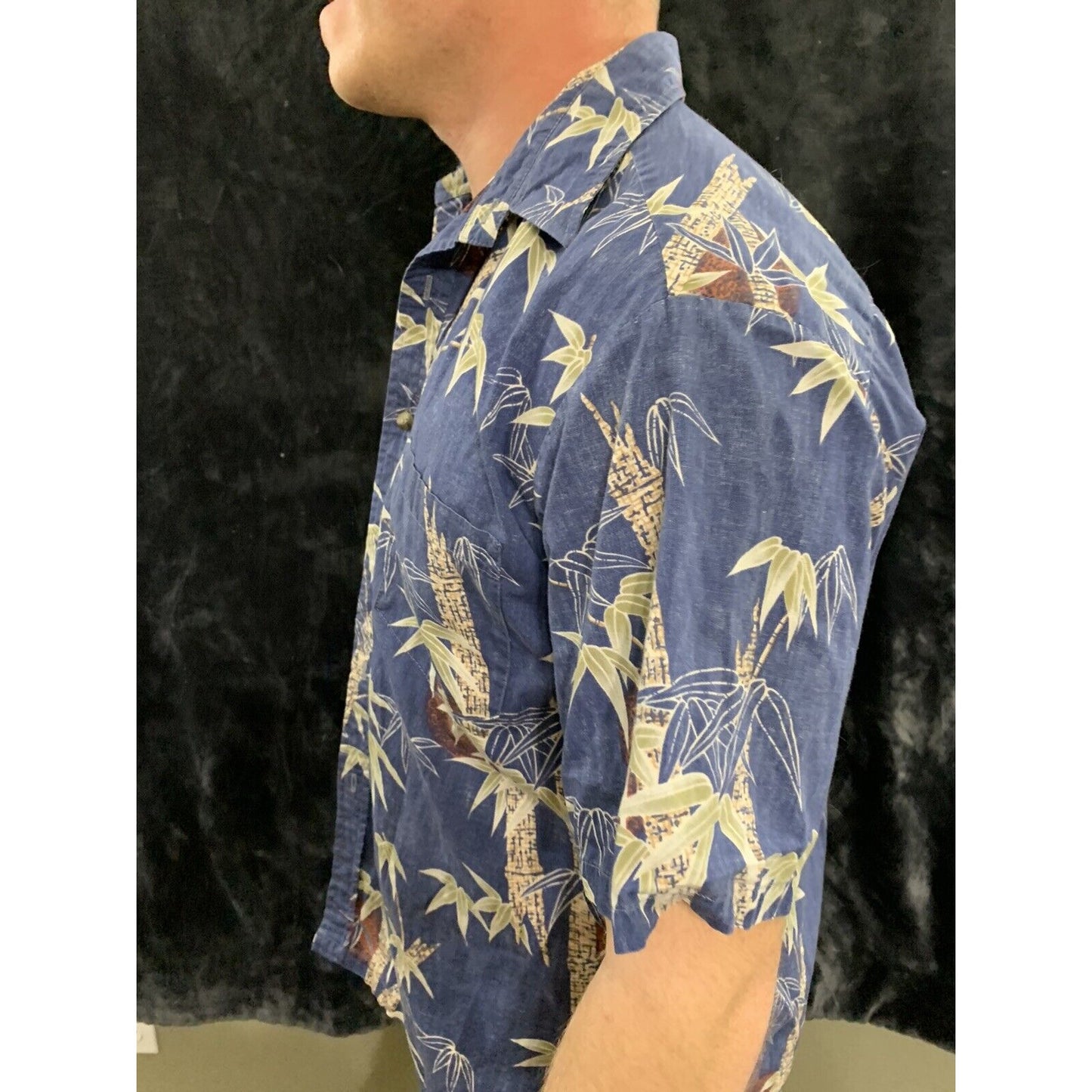 Cooke Street Hawaiian Button Up Mens Medium Blue Short Sleeve Collared