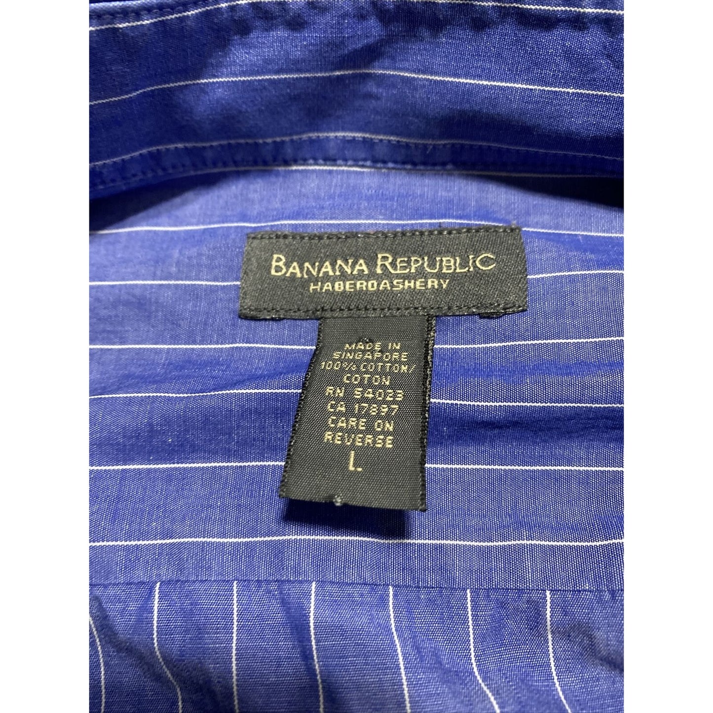 Banana Republic Men’s Large Blue Stripes Button-down Cotton Long Sleeves Shirt
