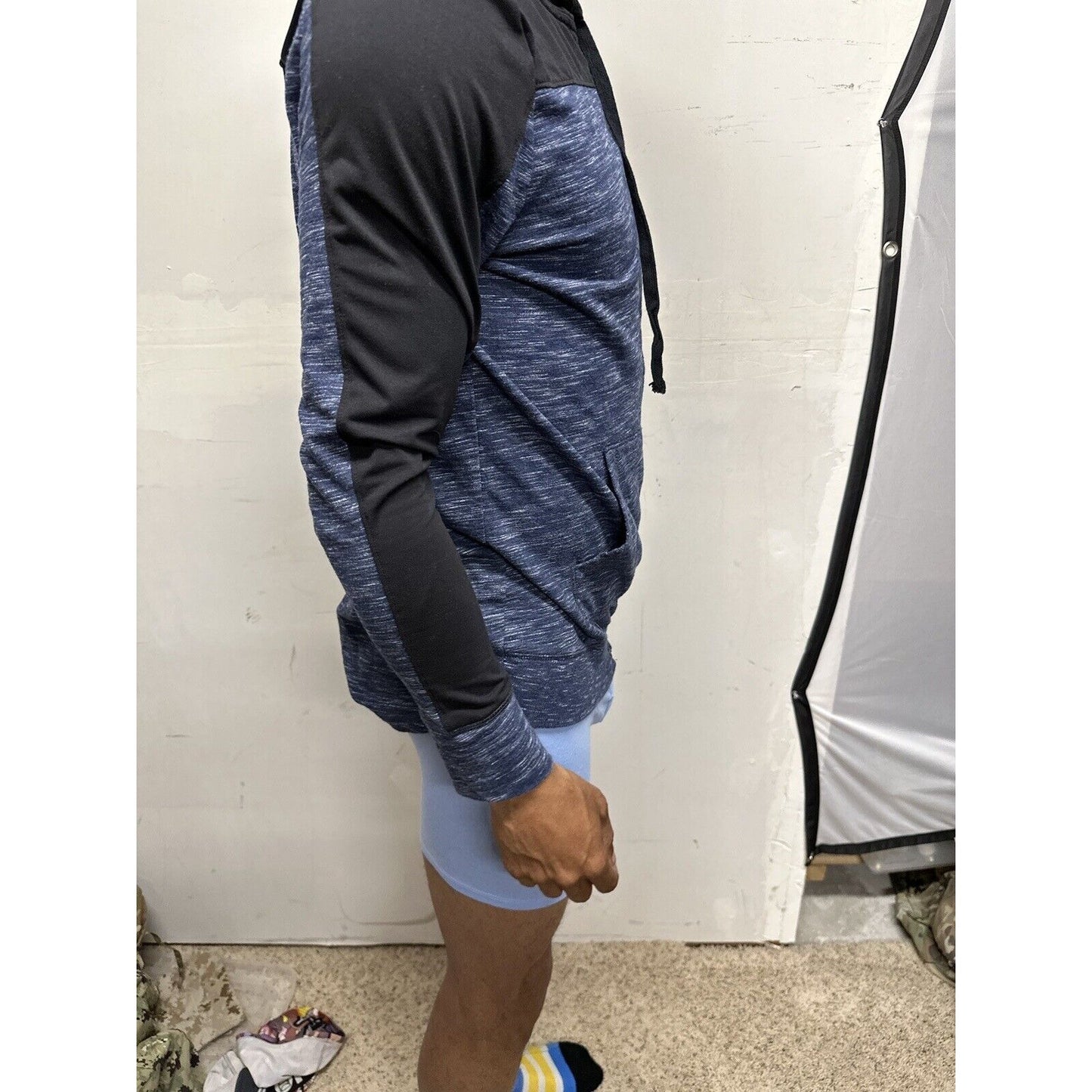 Men’s Blue And Black Boyfriend Hoodie Large Full Zip