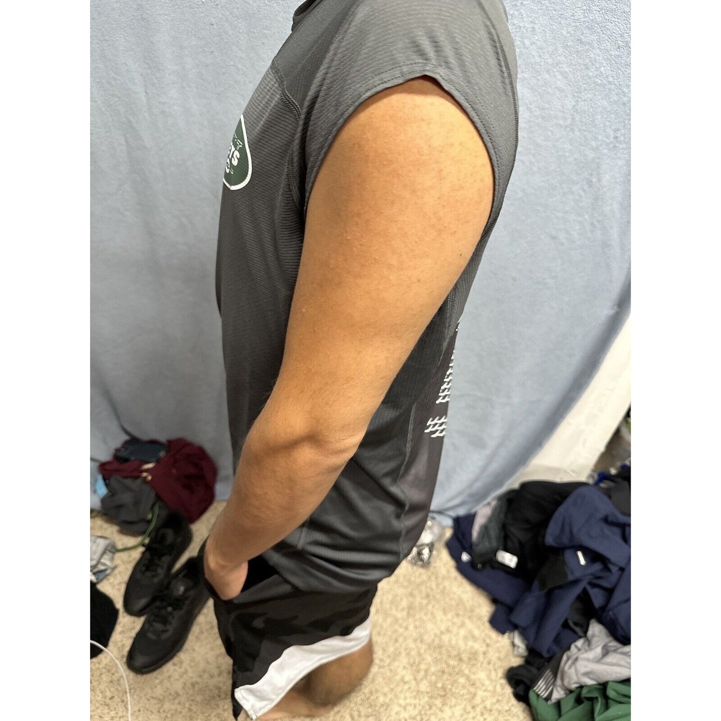 Men’s NFL On Field Apparel Muscle Shirt Gray New York Jets Shirt Large