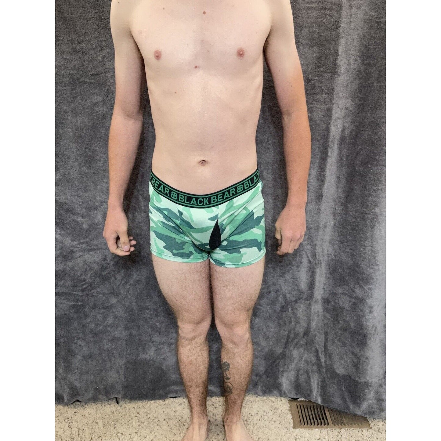 men's medium athletic trunk style black bear boxer brief Green Camo