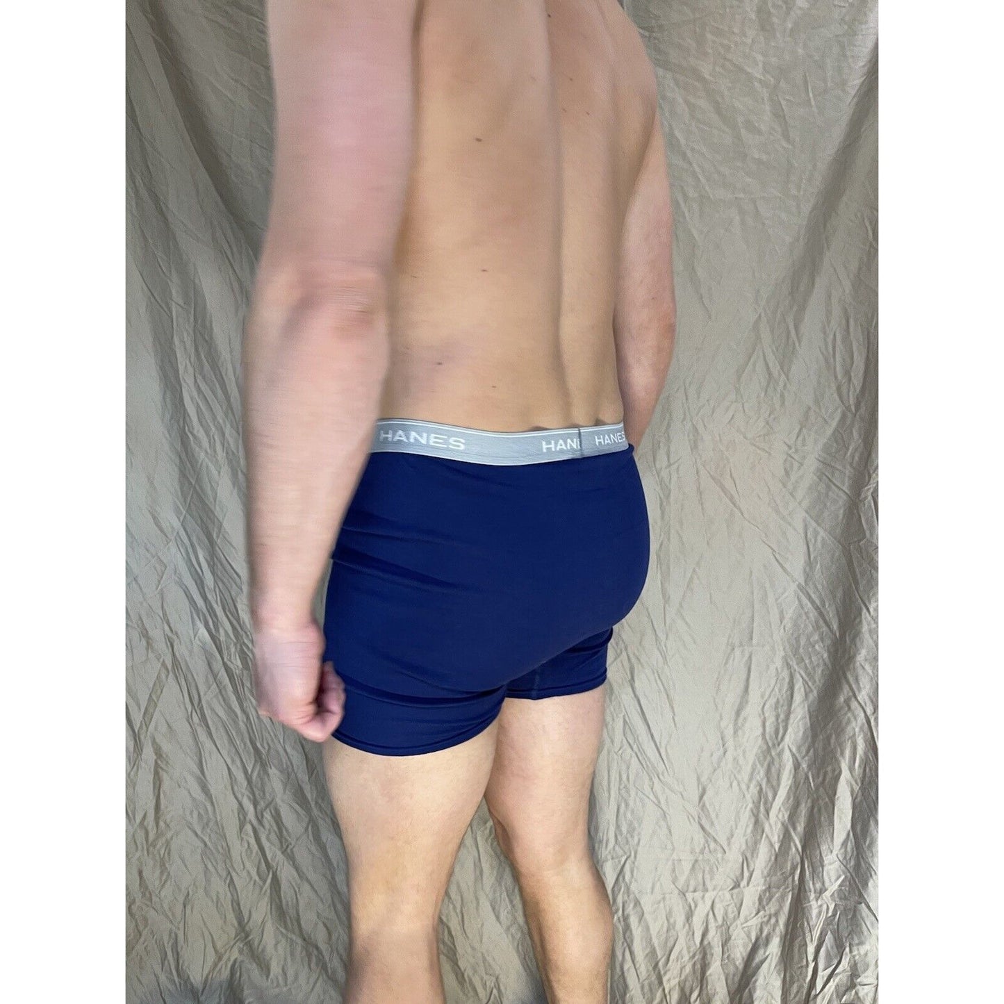 men's hanes blue boxer brief comfort flex large