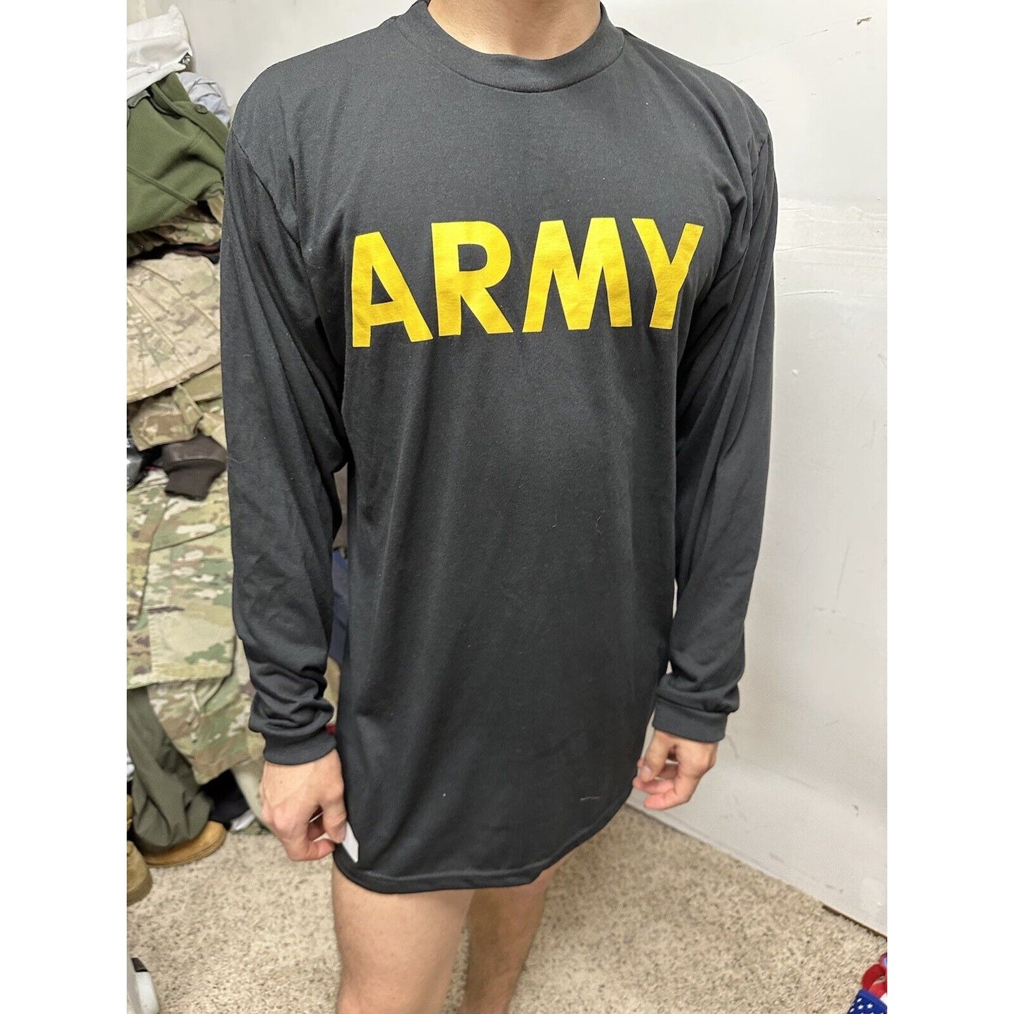 Men’s Black Medium Army Long Sleeve Apfu Fitness Uniform