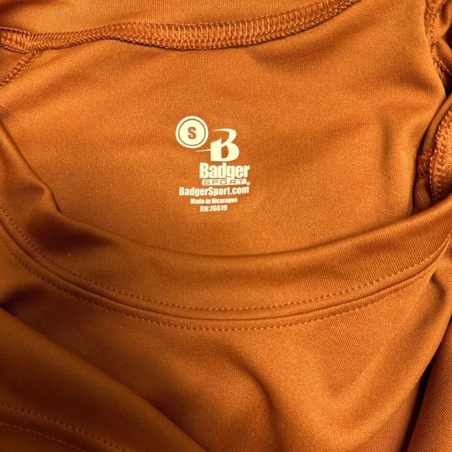 Men’s Small Badger Sport Burnt Orange Short Sleeve Tshirt Polyester