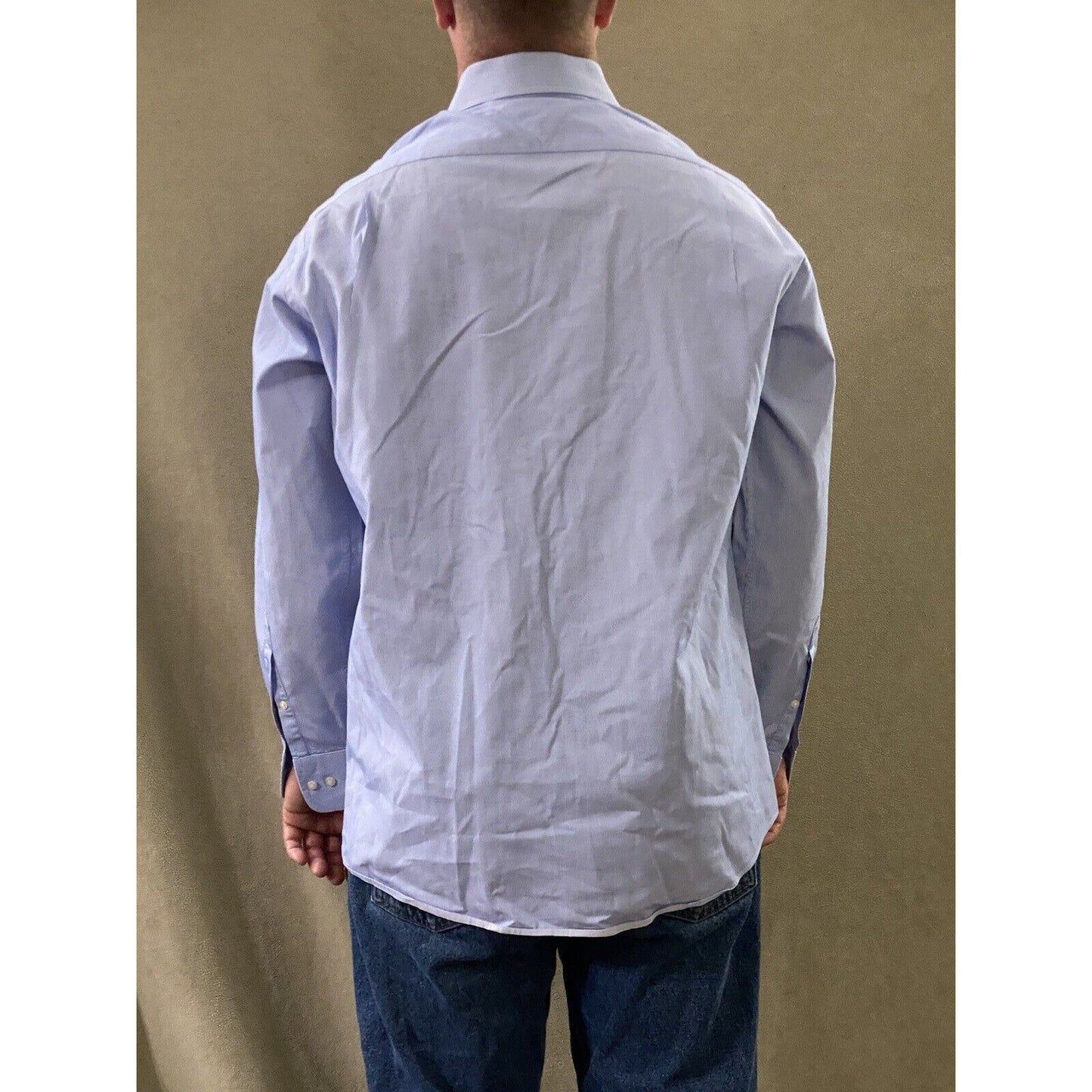 Tommy Hilfiger Men’s Size 16 Regular Fit Blue Stripes Button-down Long Sleeves