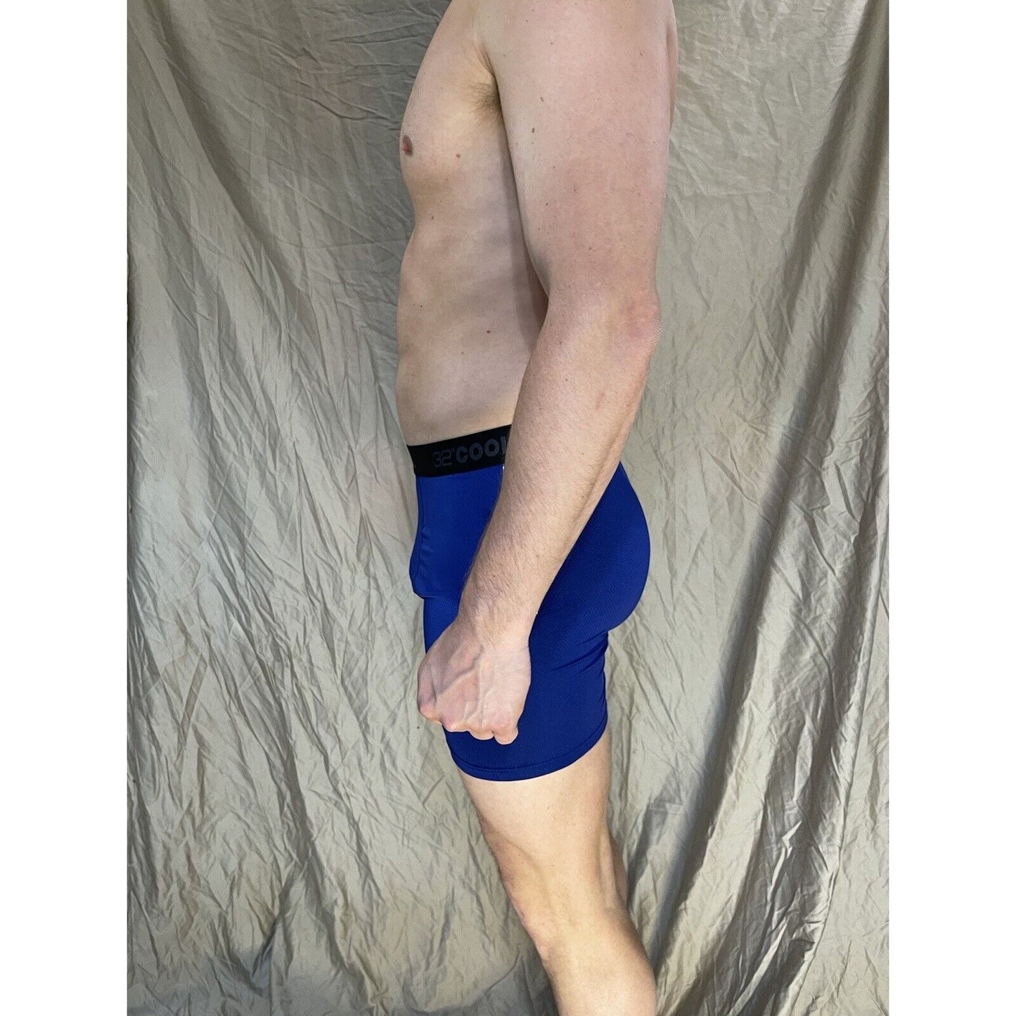 32 Degrees Cool, Mesh Boxer Brief, Performance Wicking Fly Large Blue