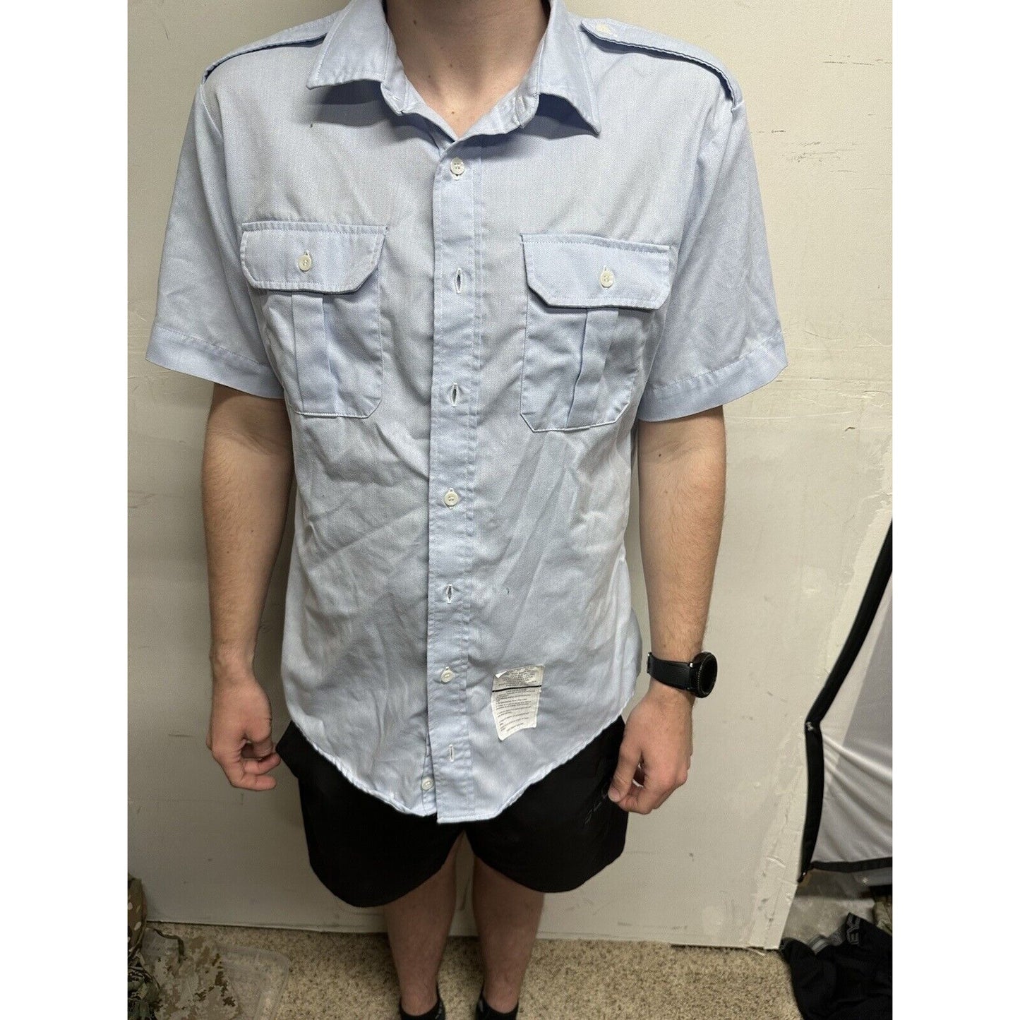 Men’s Dress Blues Shirt USSF USAF Coast Guard Uniform Short Sleeve Size 15