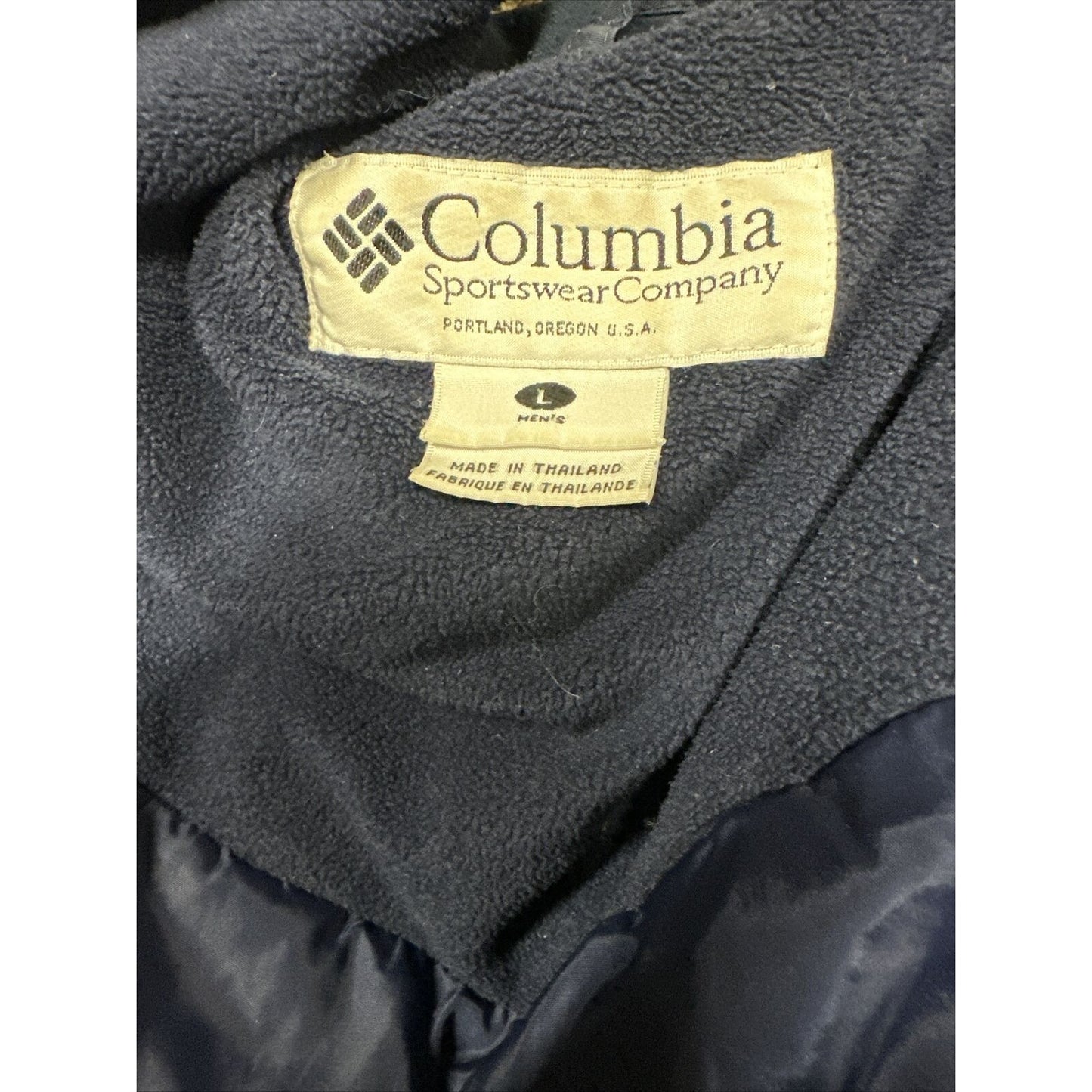 Men’s Large Columbia Sportwear Snow Jacket Black Navy Blue Full Zip