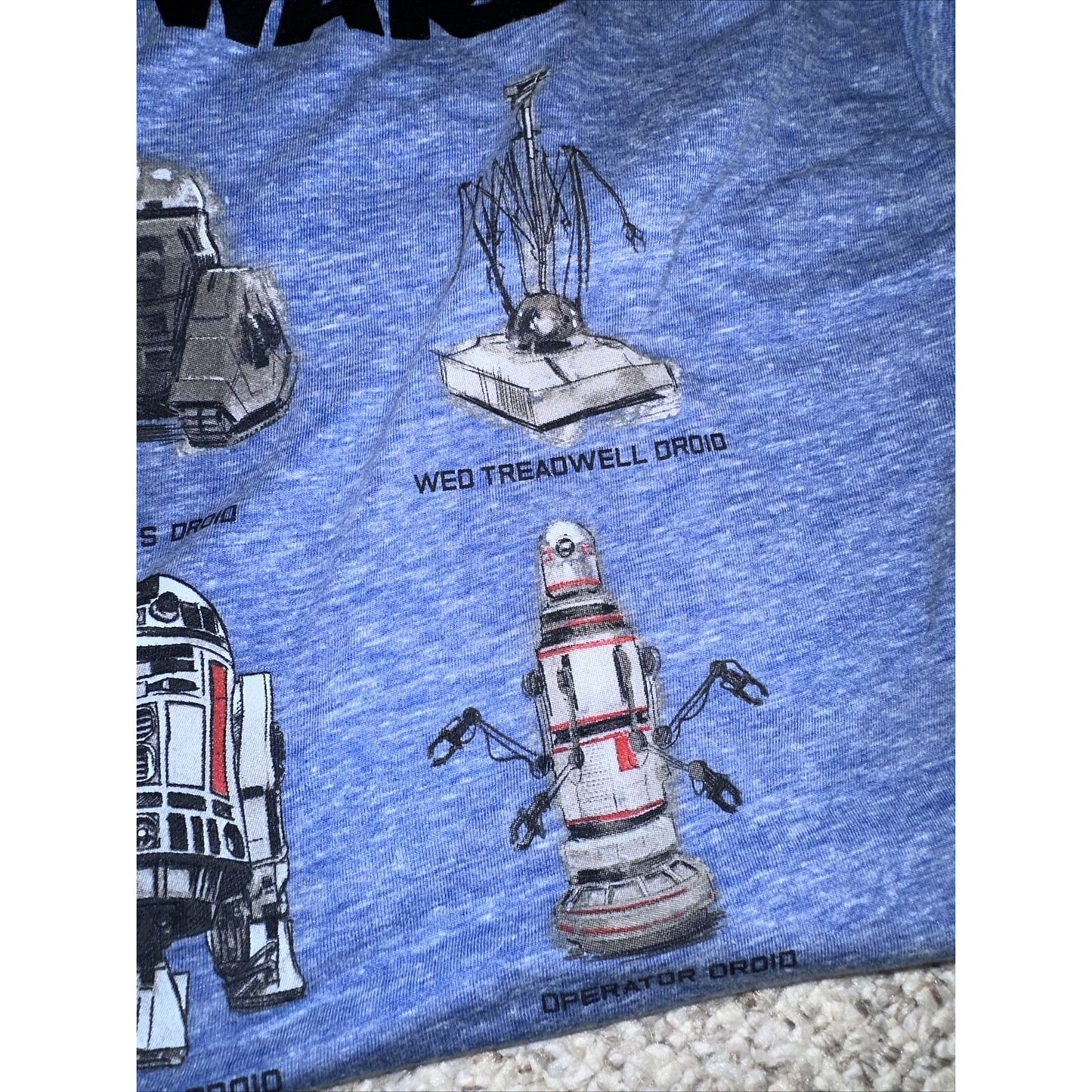Star Wars Men’s Blue Tshirt Large Droids