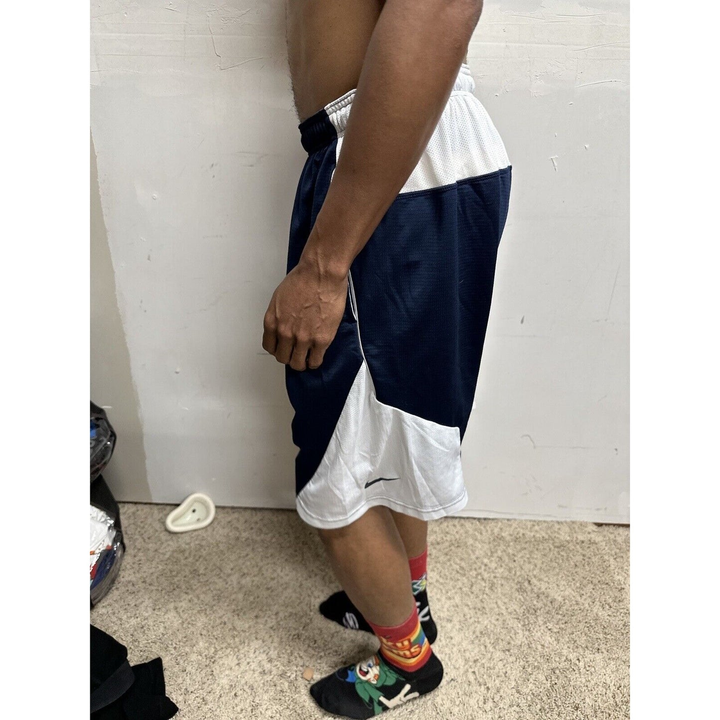 Men’s Nike Dri Fit Large Athletic Shorts Dri-fit Blue White With Pockets