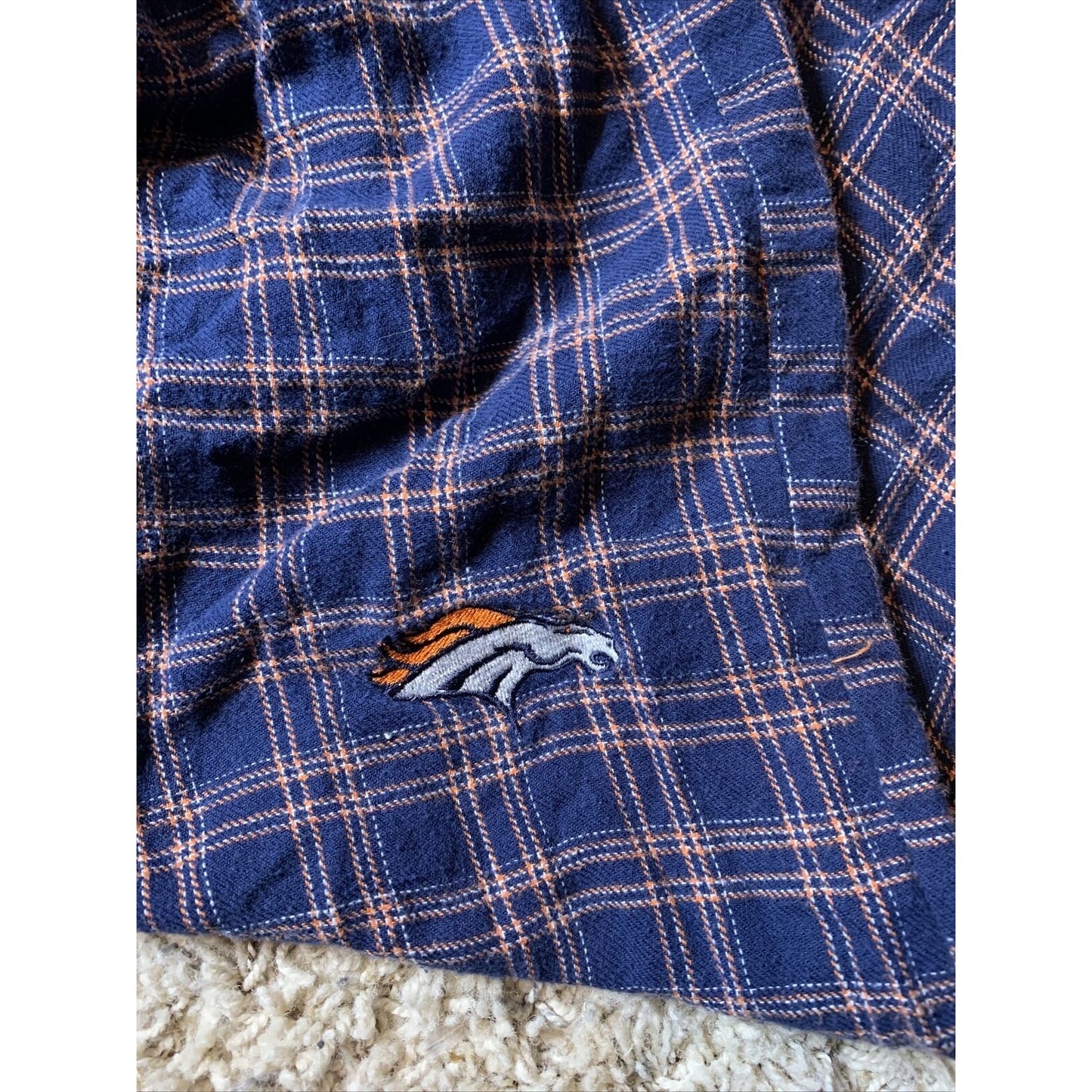 Denver Broncos NFL Team Apparel Size L Flannel Pajama Pants Drawstring EUC