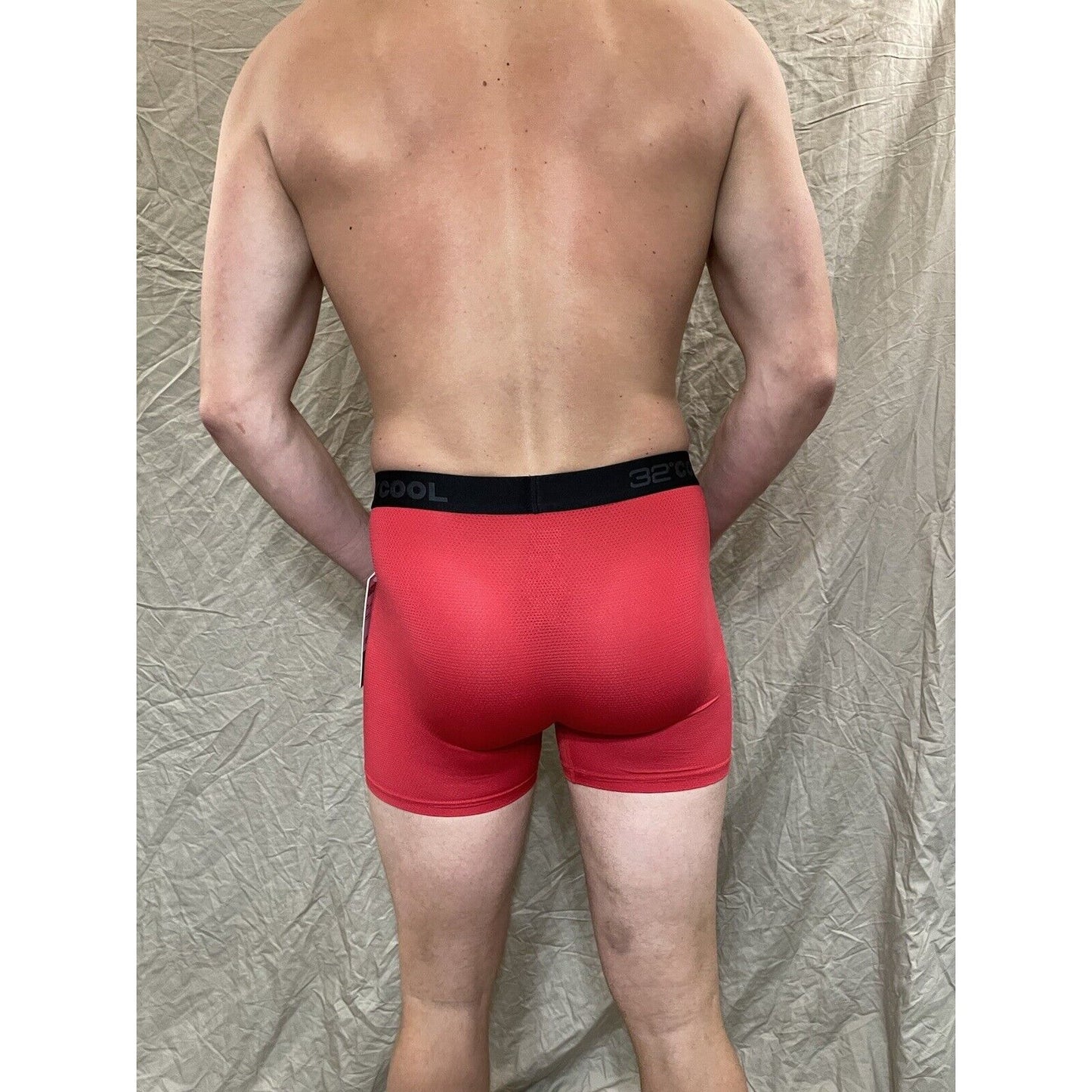 men's 32 degrees cool fire engine red compression boxer briefs Large