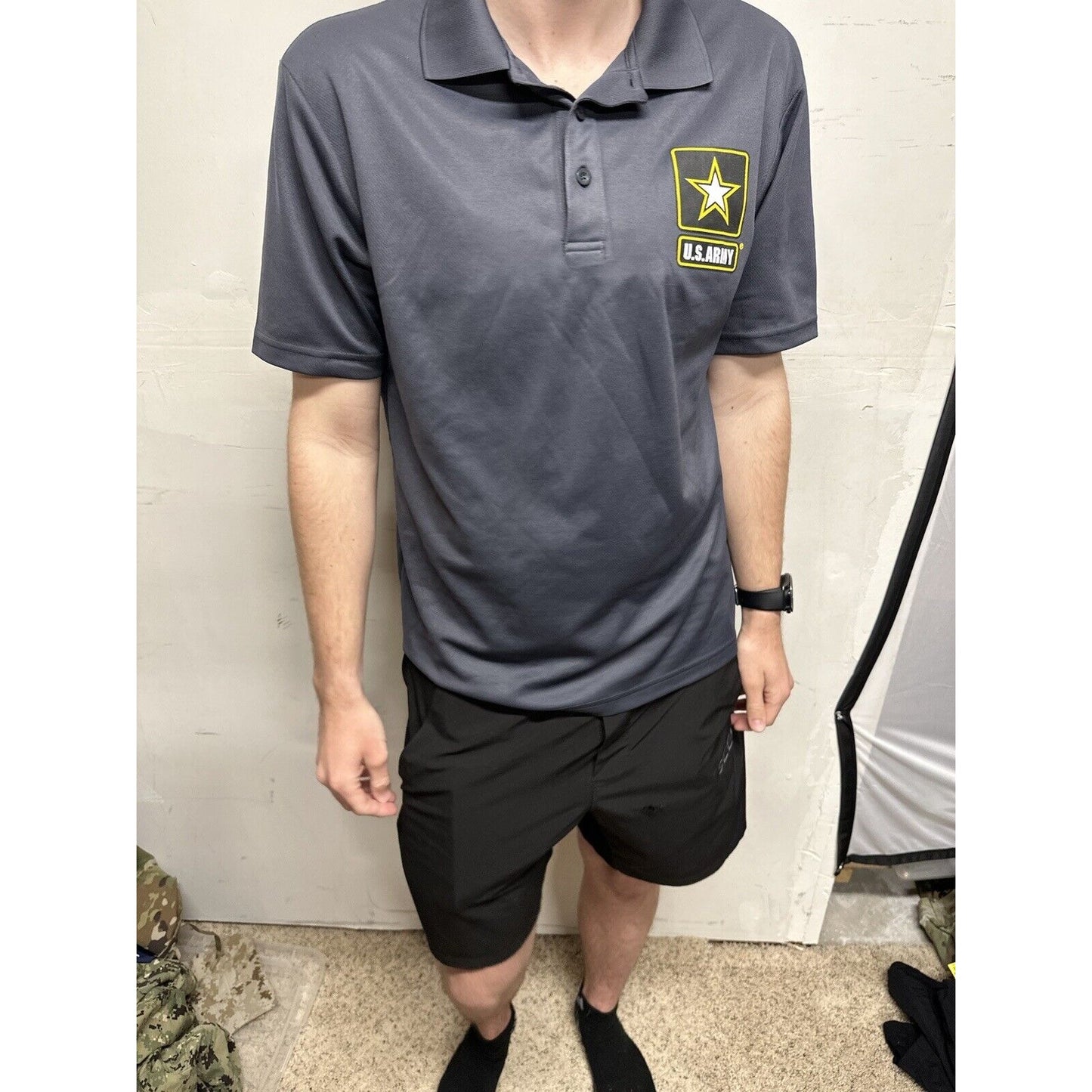 Men’s Gray Sport-tek Medium Short Sleeve Polo Shirt Us Army