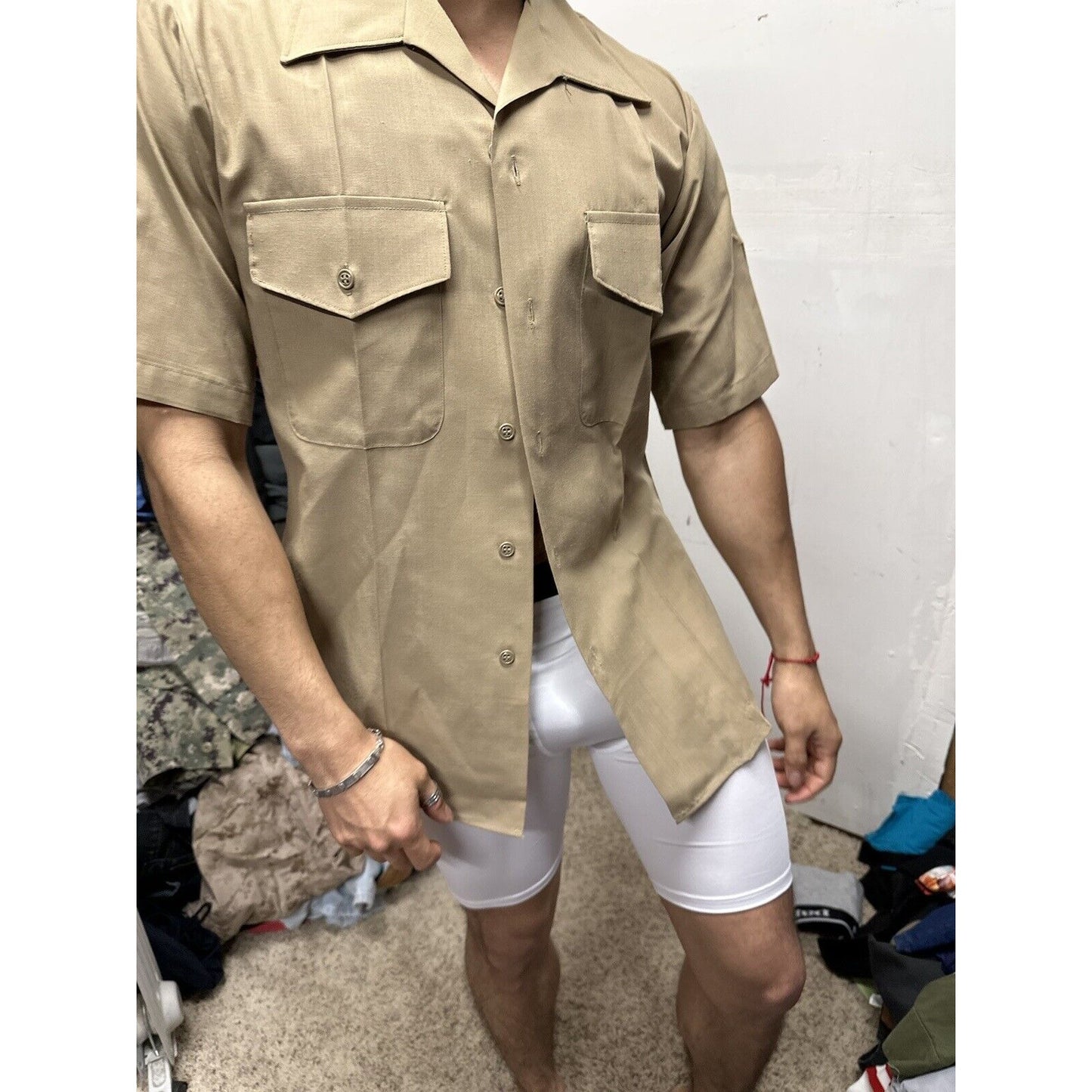 Men’s USMC Marines Khaki Dress Shirt 15 1/2 Short Sleeve
