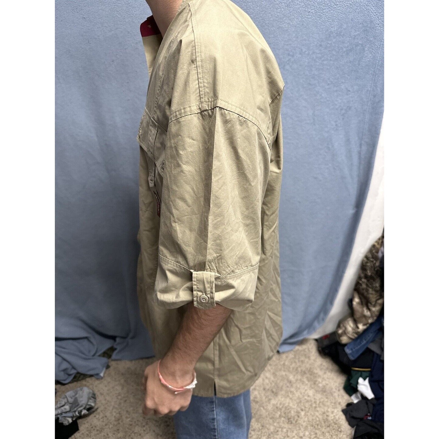Men’s Khaki Raider Jean Company Large Short Sleeve Button Up Shirt
