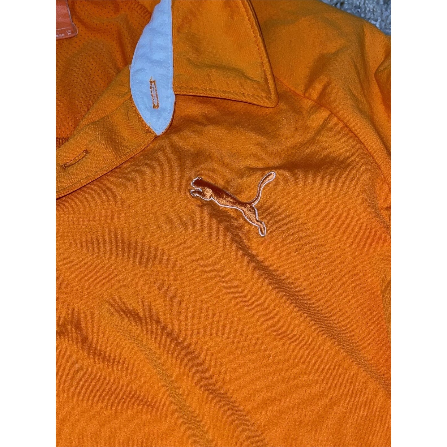 Puma Polo Shirt Adult Medium Orange White Lightweight Rugby Golfing Golf Men’s