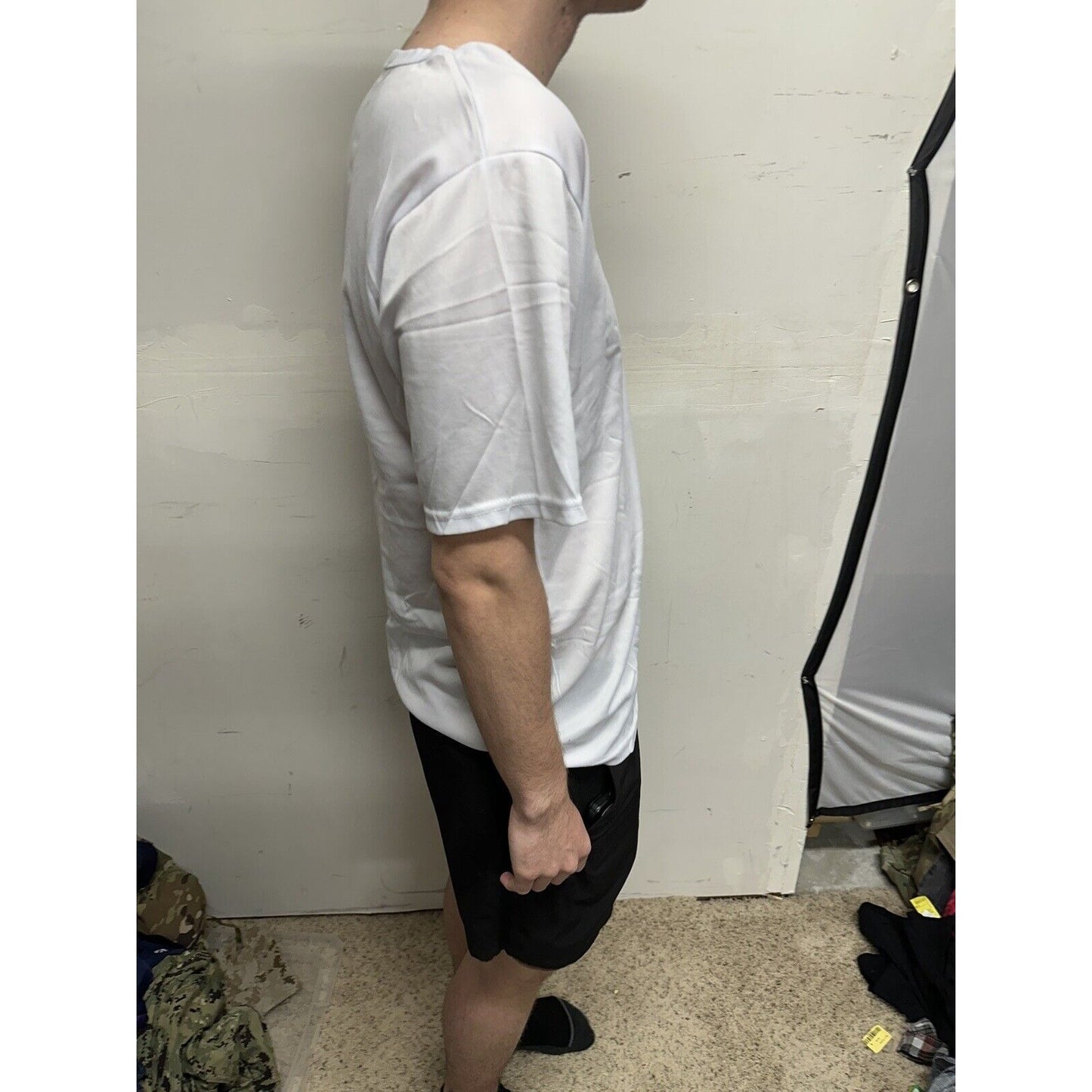 Men’s White Poly TKO Large Short Sleeve Workout Shirt