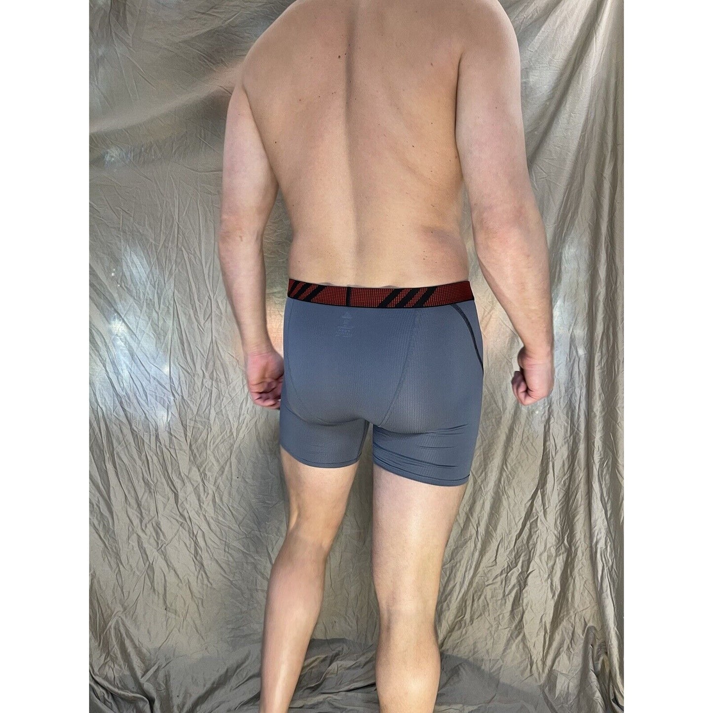 men's Gray With Red Band adidas aeroready black compression boxer briefs medium