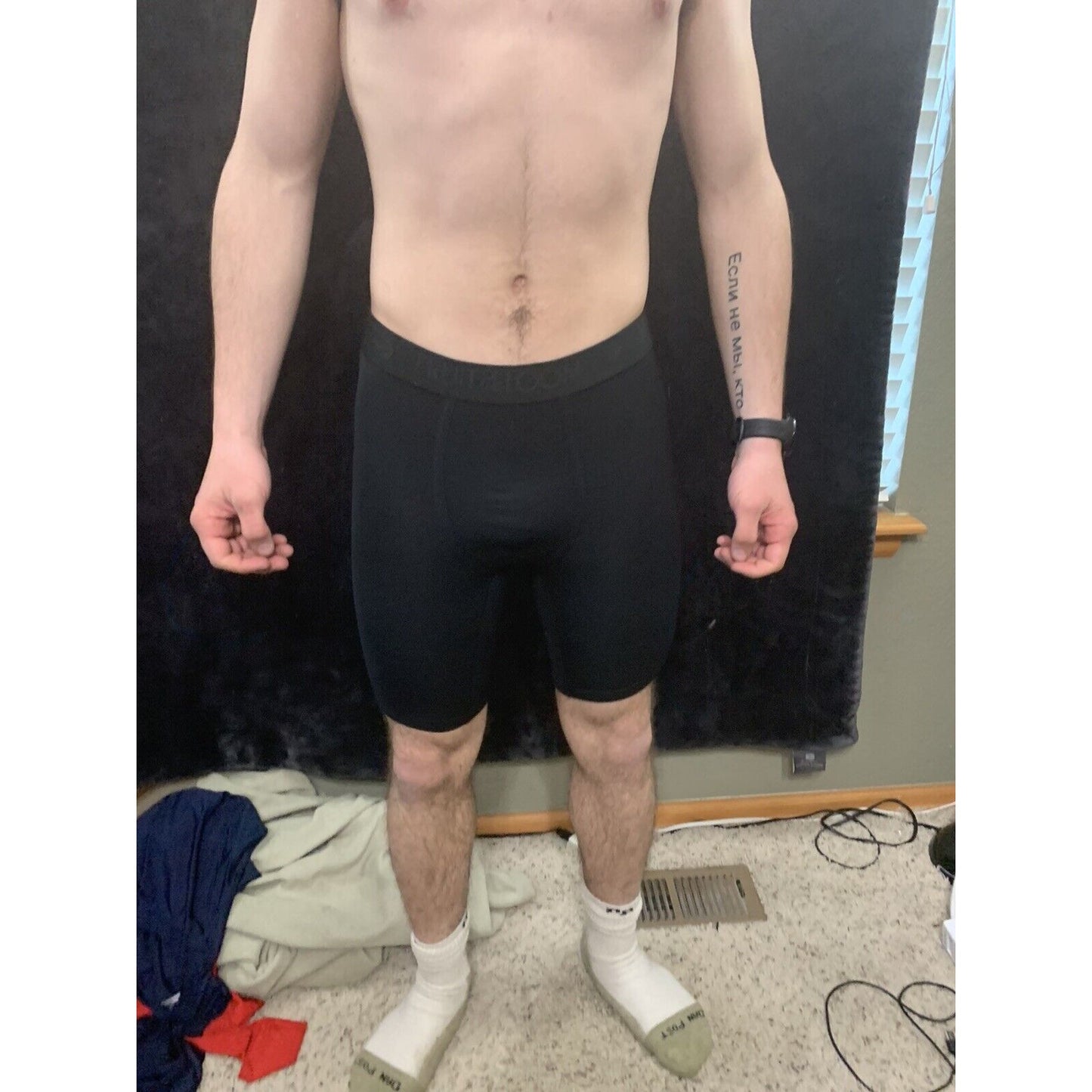 Fruit Of The Loom Boxer Briefs Breathable Respirant Men’s Size Large Black