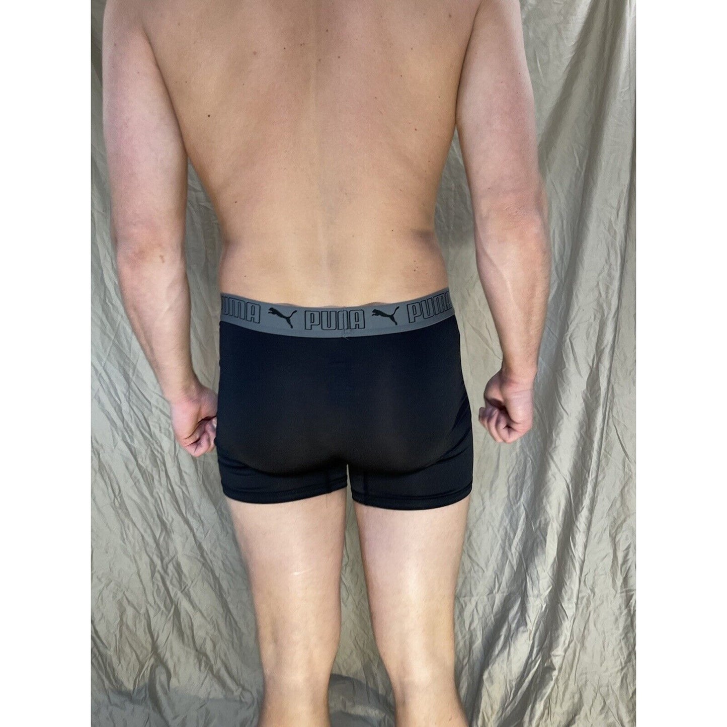 men's medium puma compression shorts black with gray band