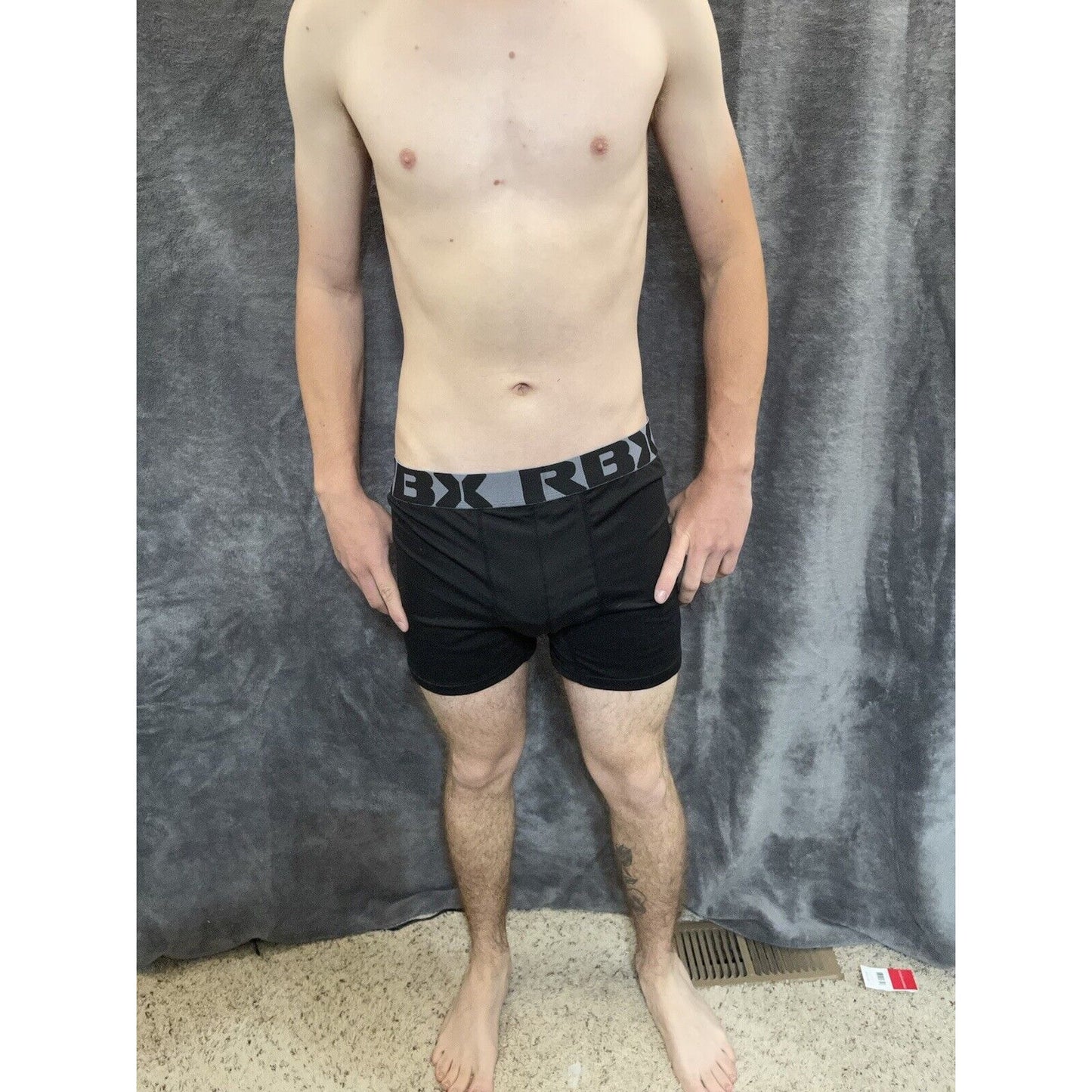 men's Black with gray Band RBX large compression boxer briefs 10% spandex