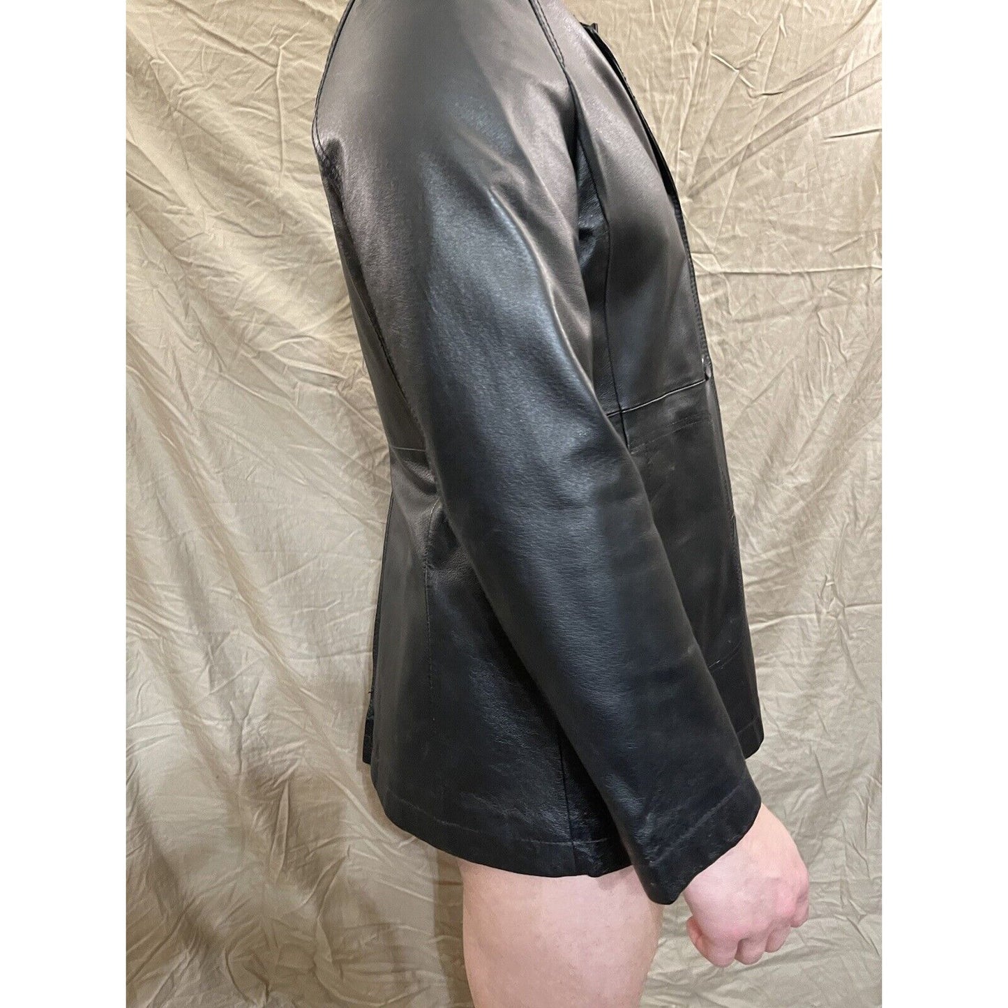 Madison & Max Genuine Leather Coat Size Large Black