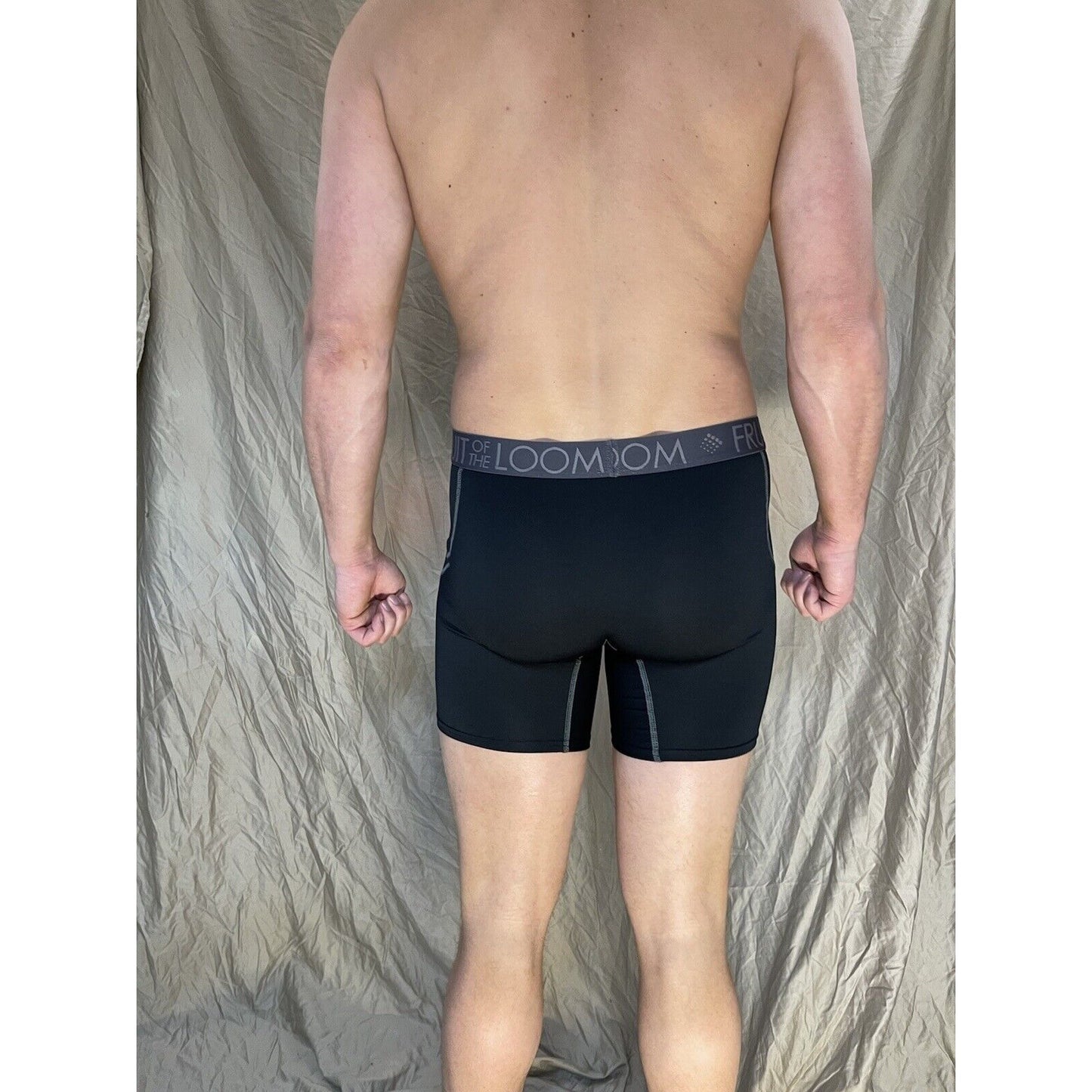 men's fruit of the loom XL compression boxer briefs breathable Black