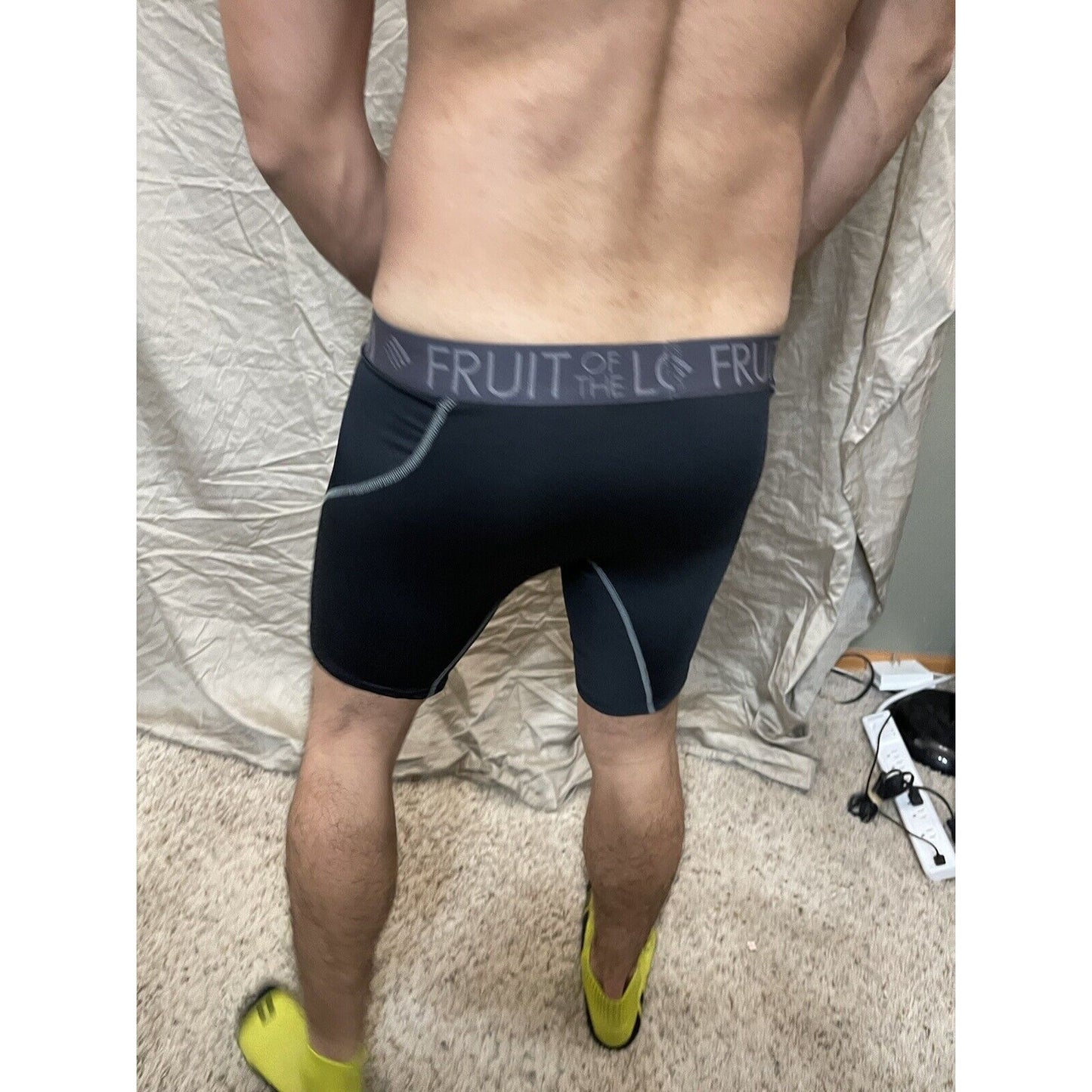 men's fruit of the loom black compression boxer shorts breathable performance XL