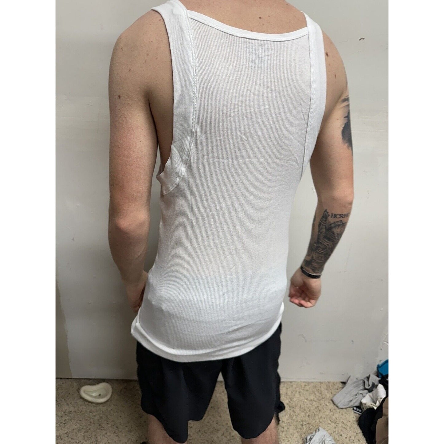 Men’s White Muscle Shirt Tank Papi Large