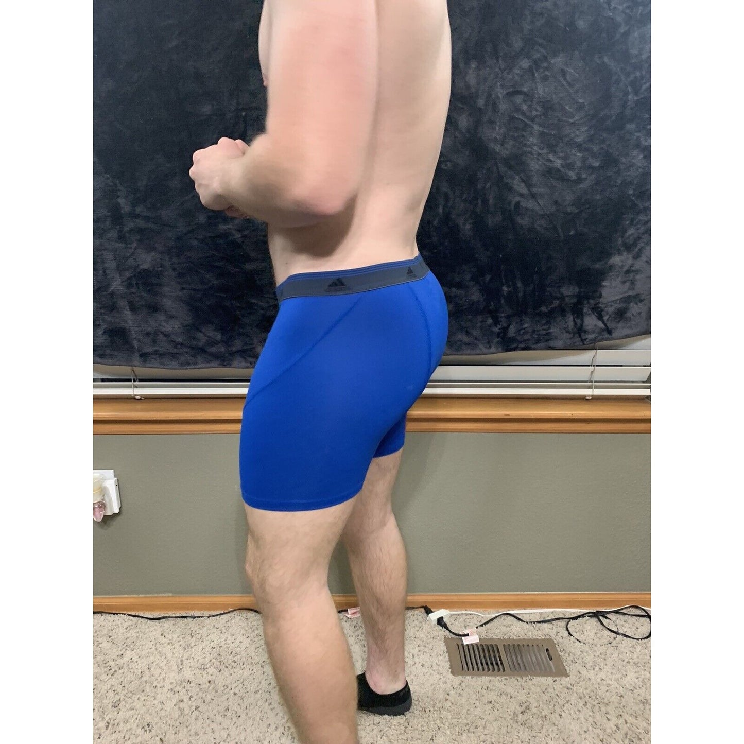 Men’s Adidas 9% Spandex Compression Shorts Royal Blue XL