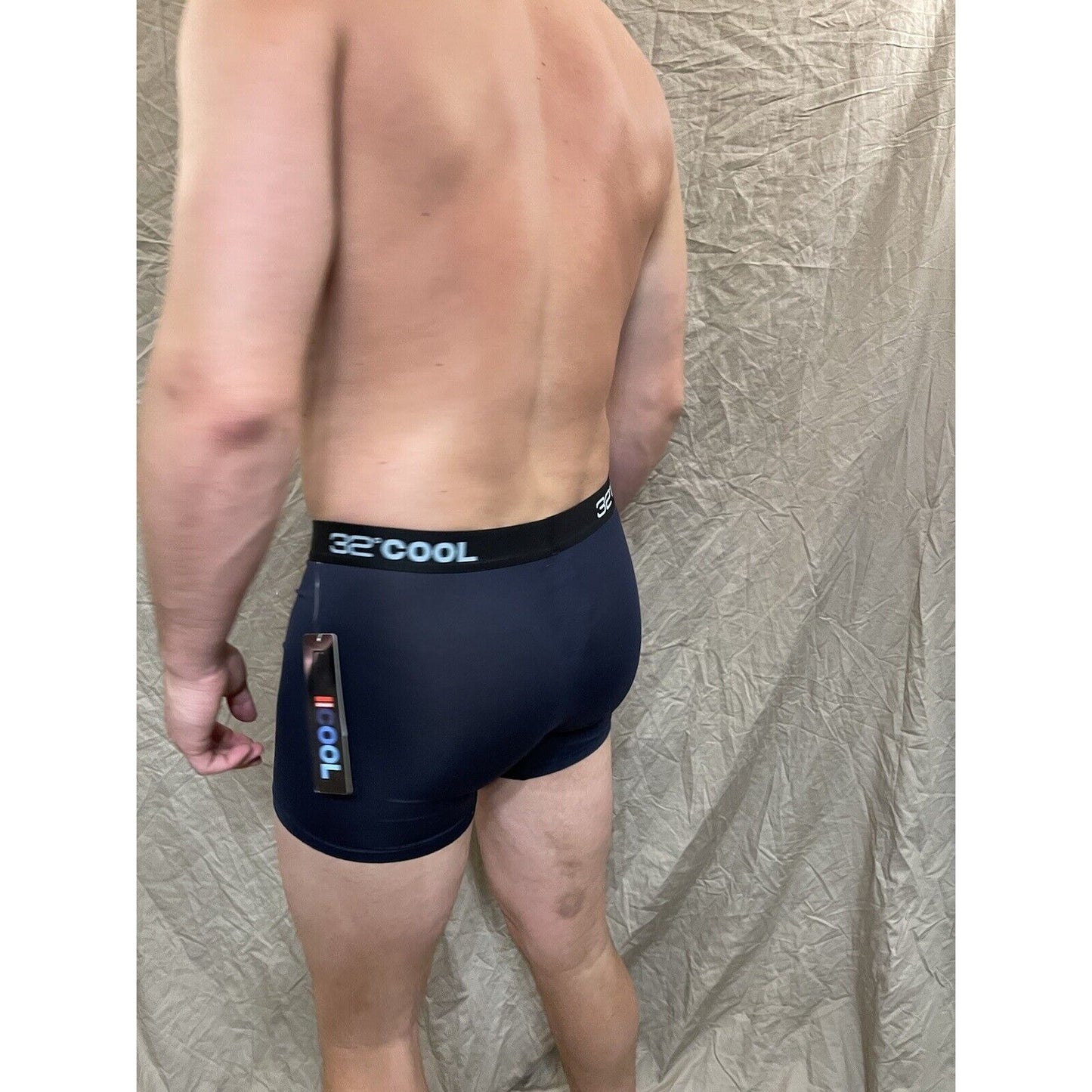 men's 32 degree cool navy compression boxer brief Small