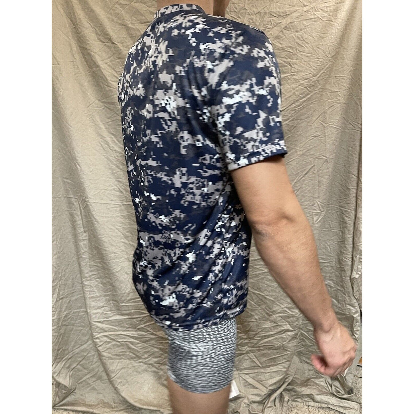 Boy's Youth Large Digi Camo Alleson Athletic Blue Compression Workout Shirt