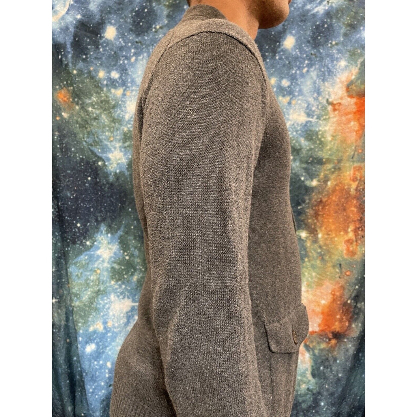 Men’s Banana Republic Medium Button up sweater long sleeve gray