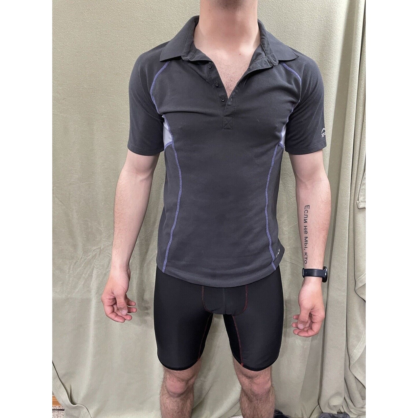 Cabela's XPG Medium Polo Shirt Top Short Sleeve Cool Phase Black Gray Purple