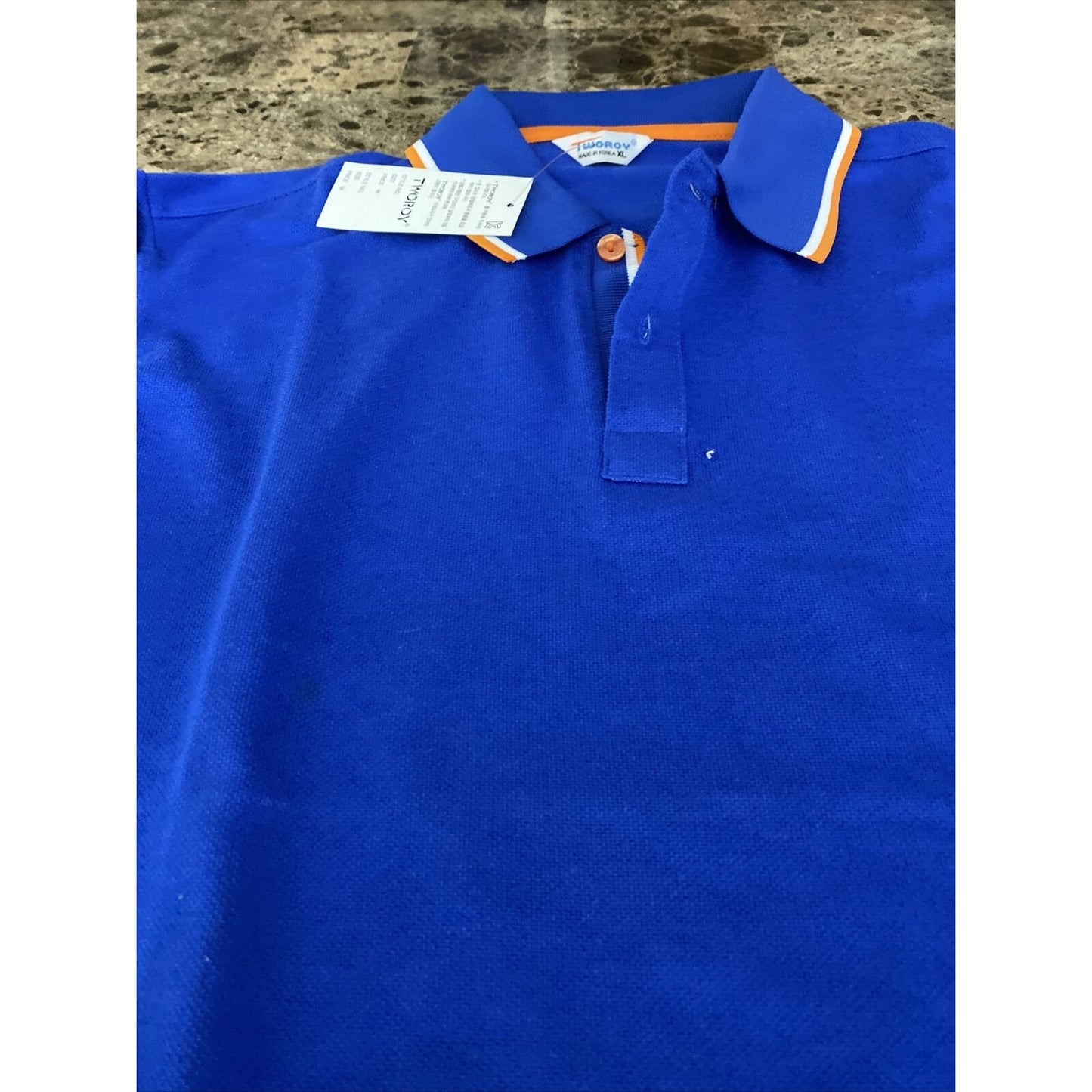 Tworoy Korea Men’s XL (Asian Size) Royal Blue Cotton Long Sleeves Polo Shirt NWT
