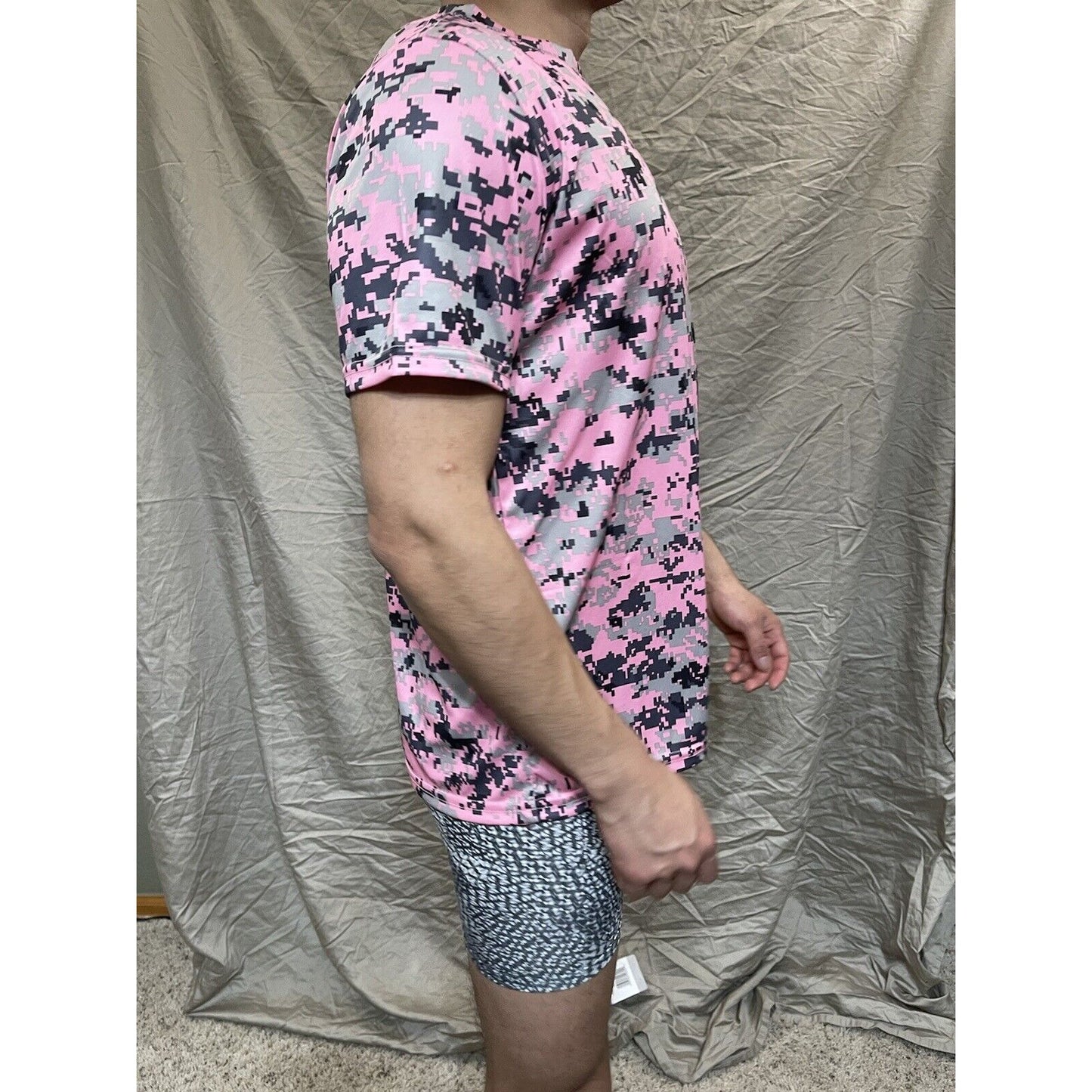 Boy's Youth Large Digi Camo Alleson Athletic Pink Compression Workout Shirt