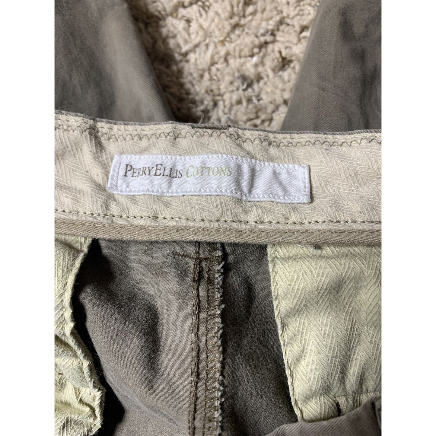 Perry Ellis Cottons Camel Brown Dress Pants 36x34