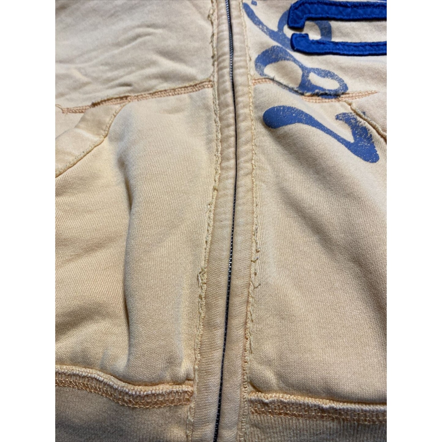 Authentic Aeropostale Men’s Medium Yellow Blue Logo Full-zip Hoodie Sweatshirt