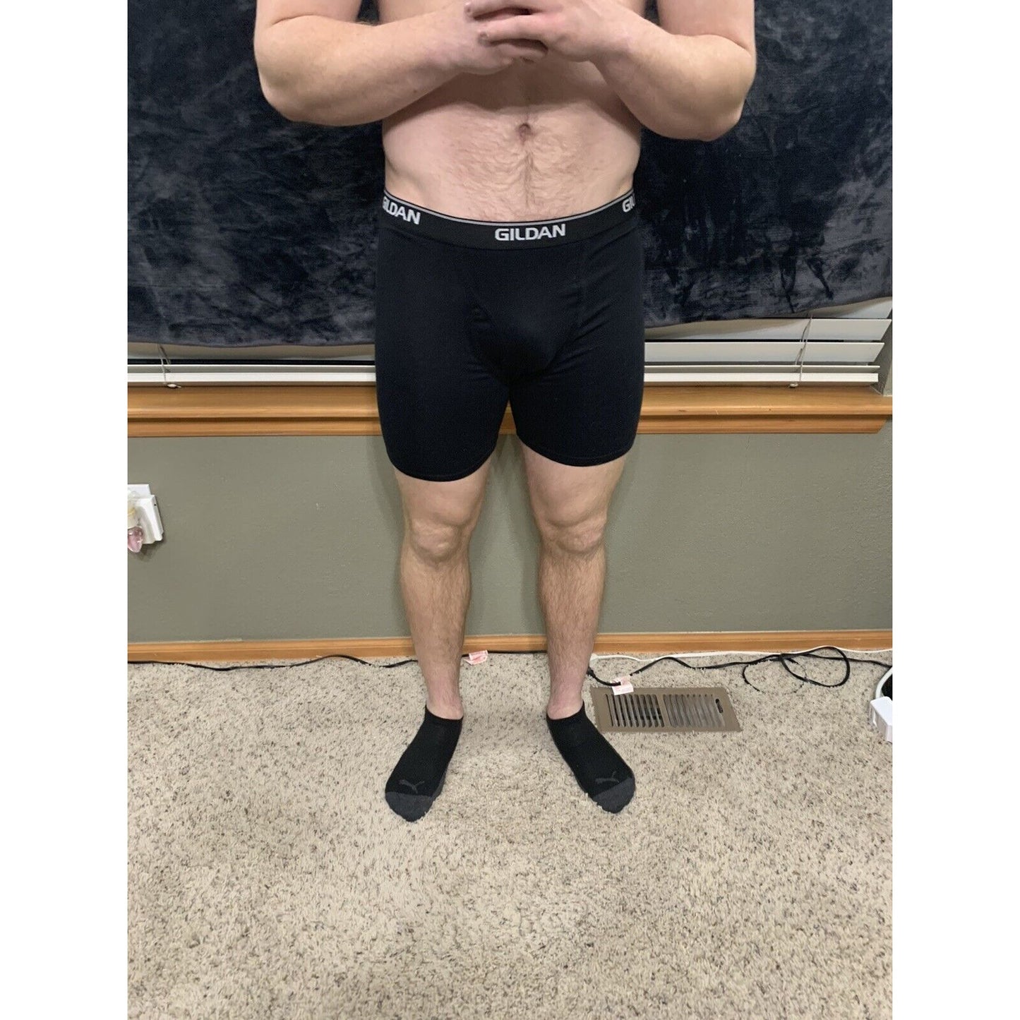 Gildan Black Boxer Briefs Spandex/cotton/poly Blend Large