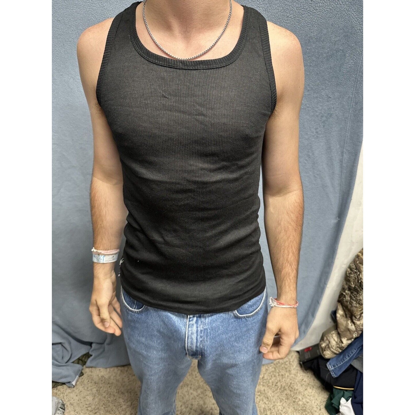 Men’s Black Medium Spyder Tank Top Muscle Shirt