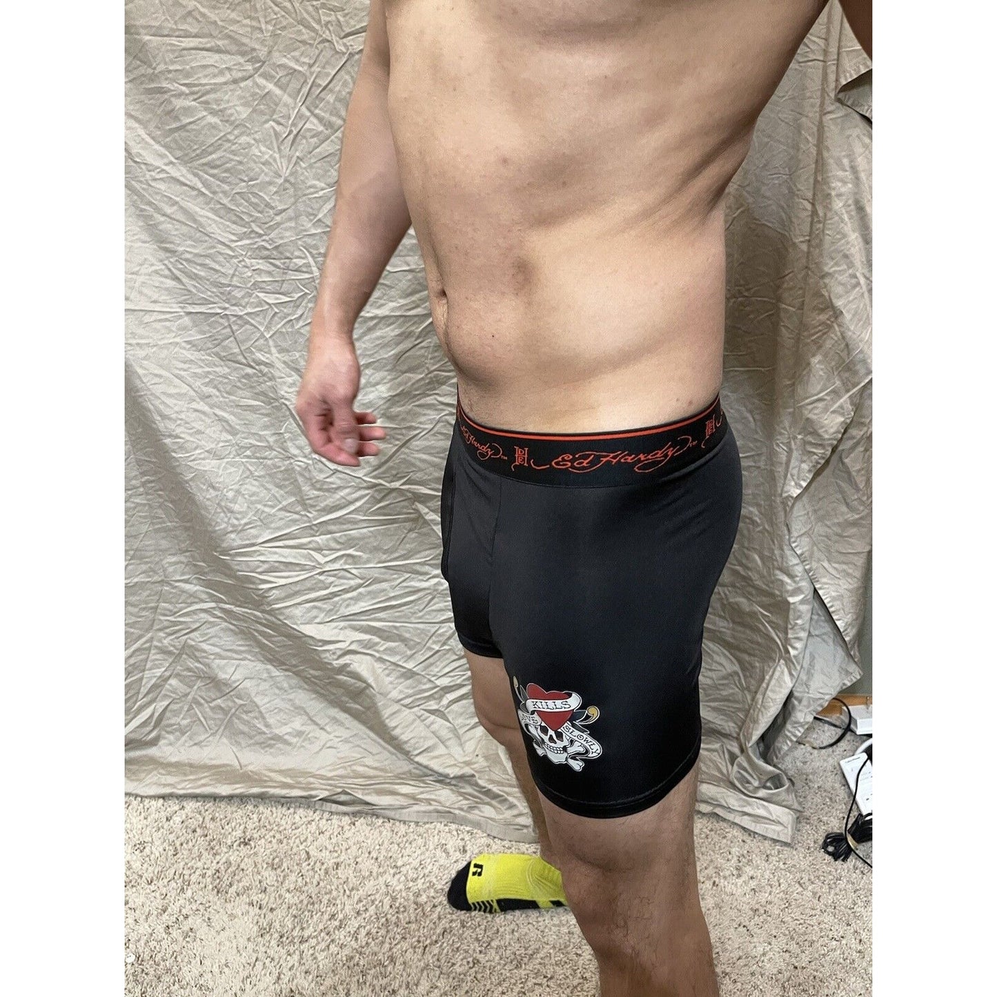 men's small boxer briefs ed hardy love kills slowly black boxer brief skull