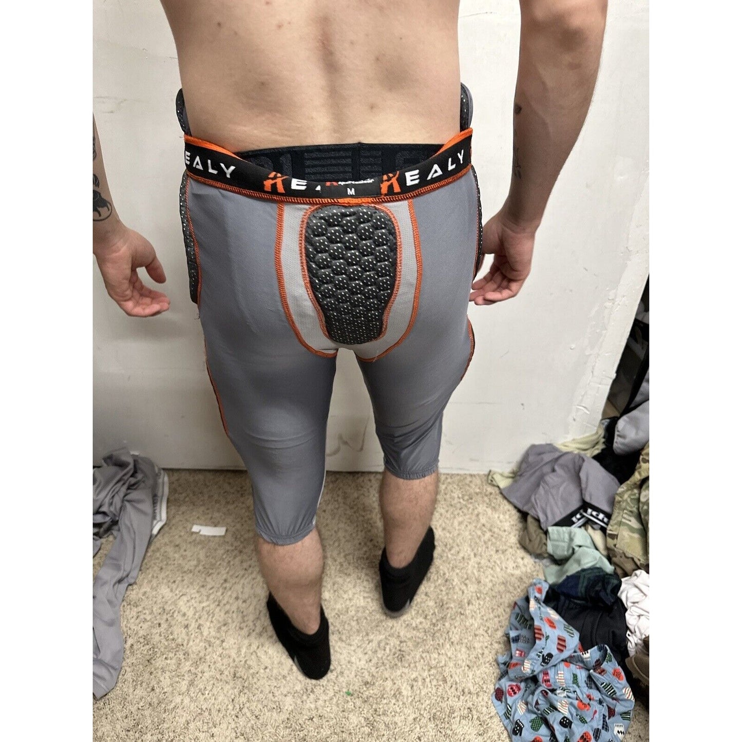 Men’s Healy Sportswear Medium Gray Orange Football Pads Girdle