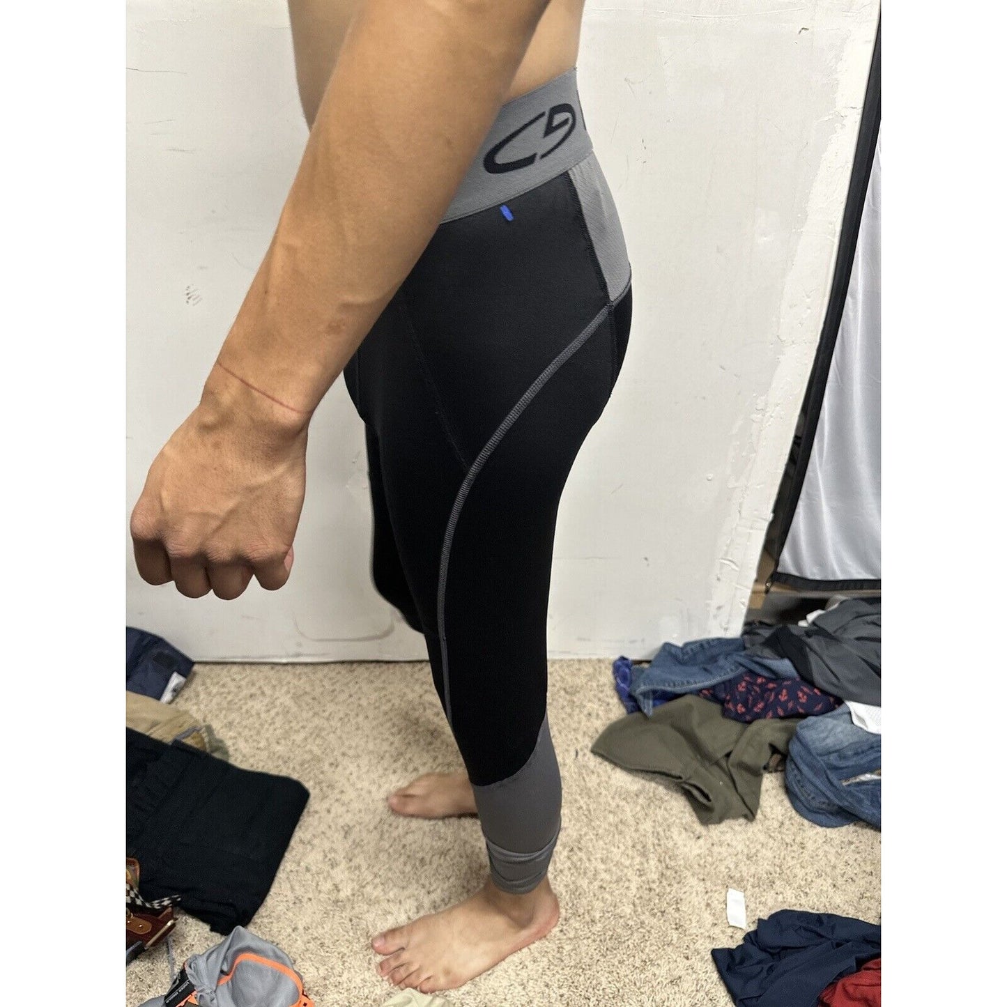 Men’s Champion Duo Dry Medium Black Gray Base Layer Leggings