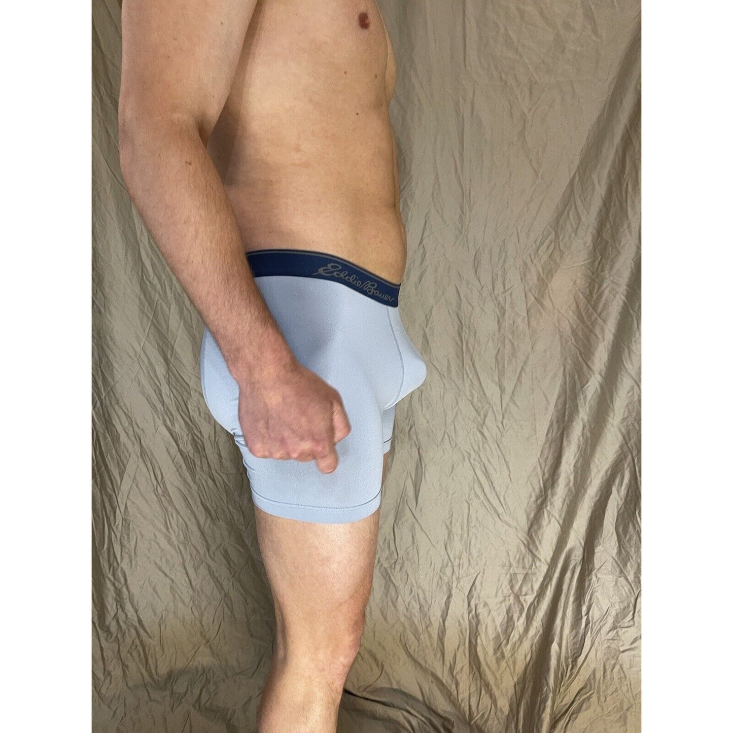 men's eddie bauer medium compression shorts 8% spandex Light Gray