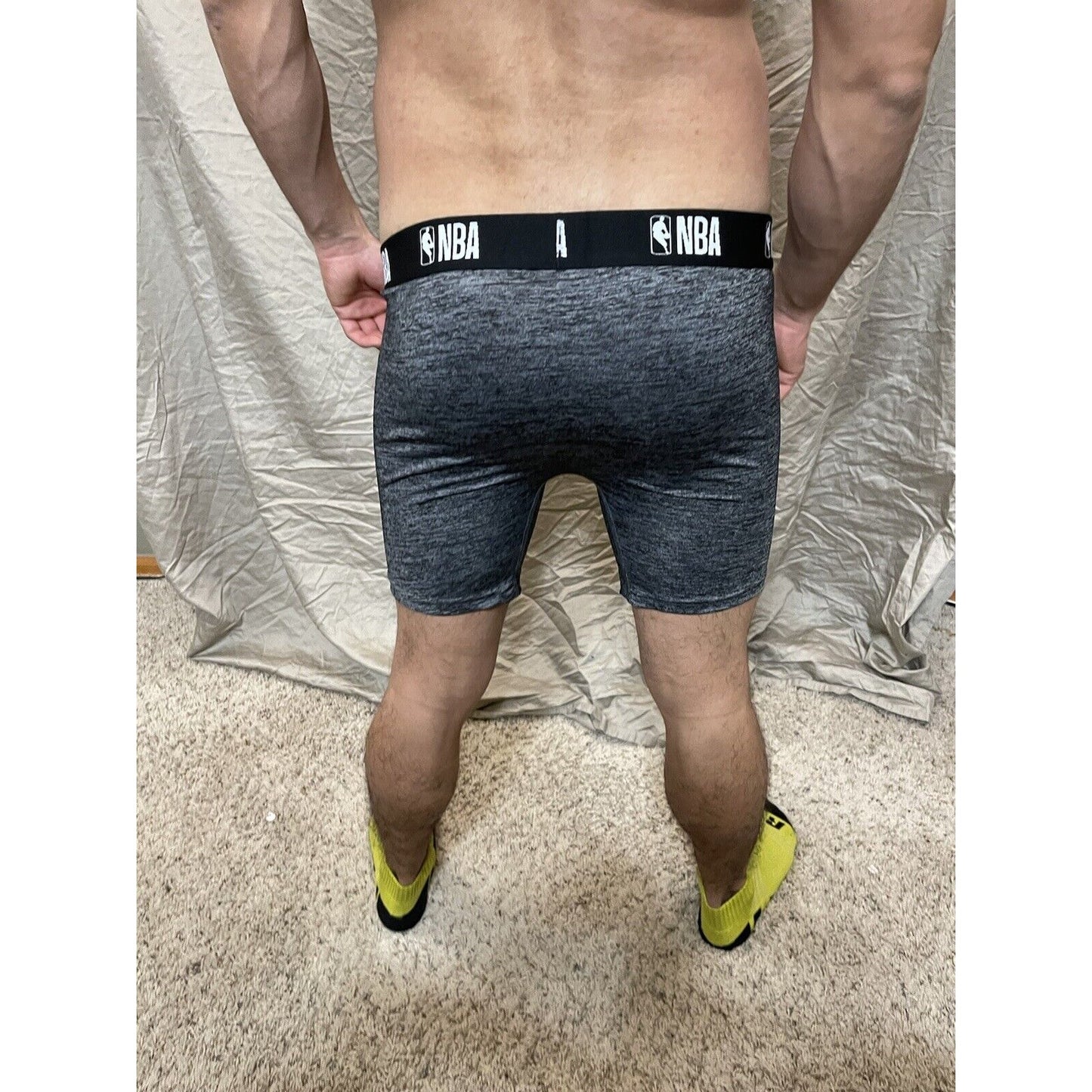 men's NBA gray polyester spandex compression shorts Medium New And Unworn